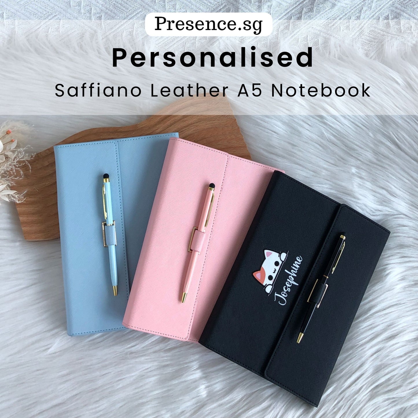Personalized A5 Saffiano Leather Notebook