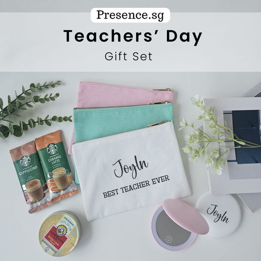 Teachers’ Day Gift Set – Canvas Pouch +LED Mirror (with Treat Add-on Option)