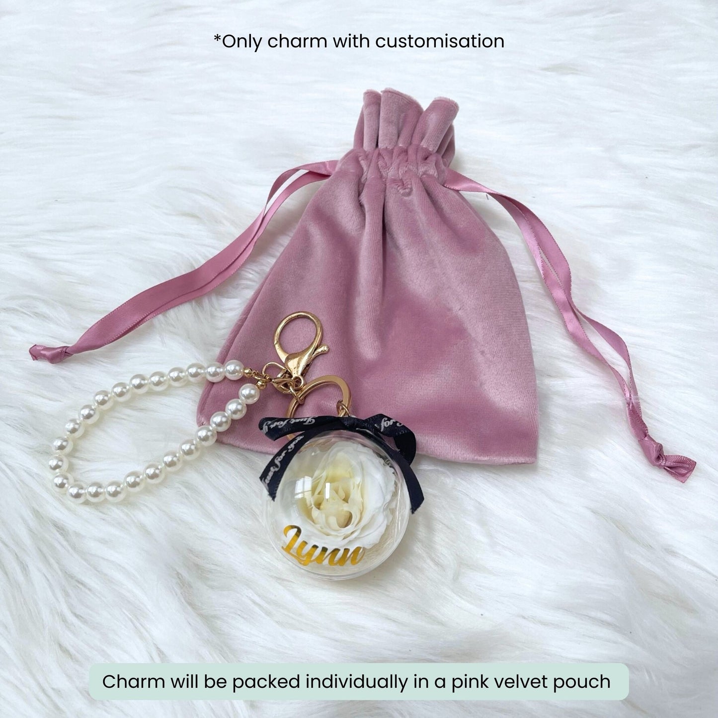 Personalised Preserved Rose Keychain