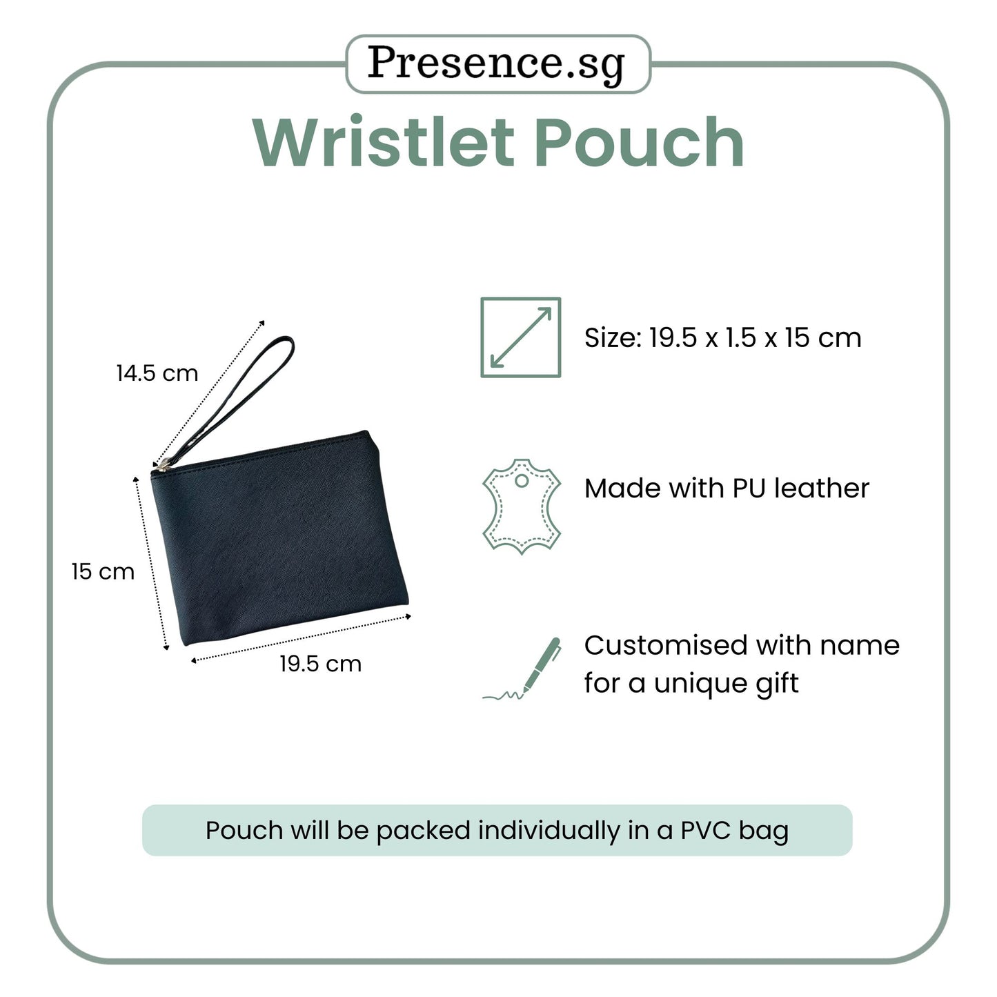Personalized Leather Wristlet Pouch