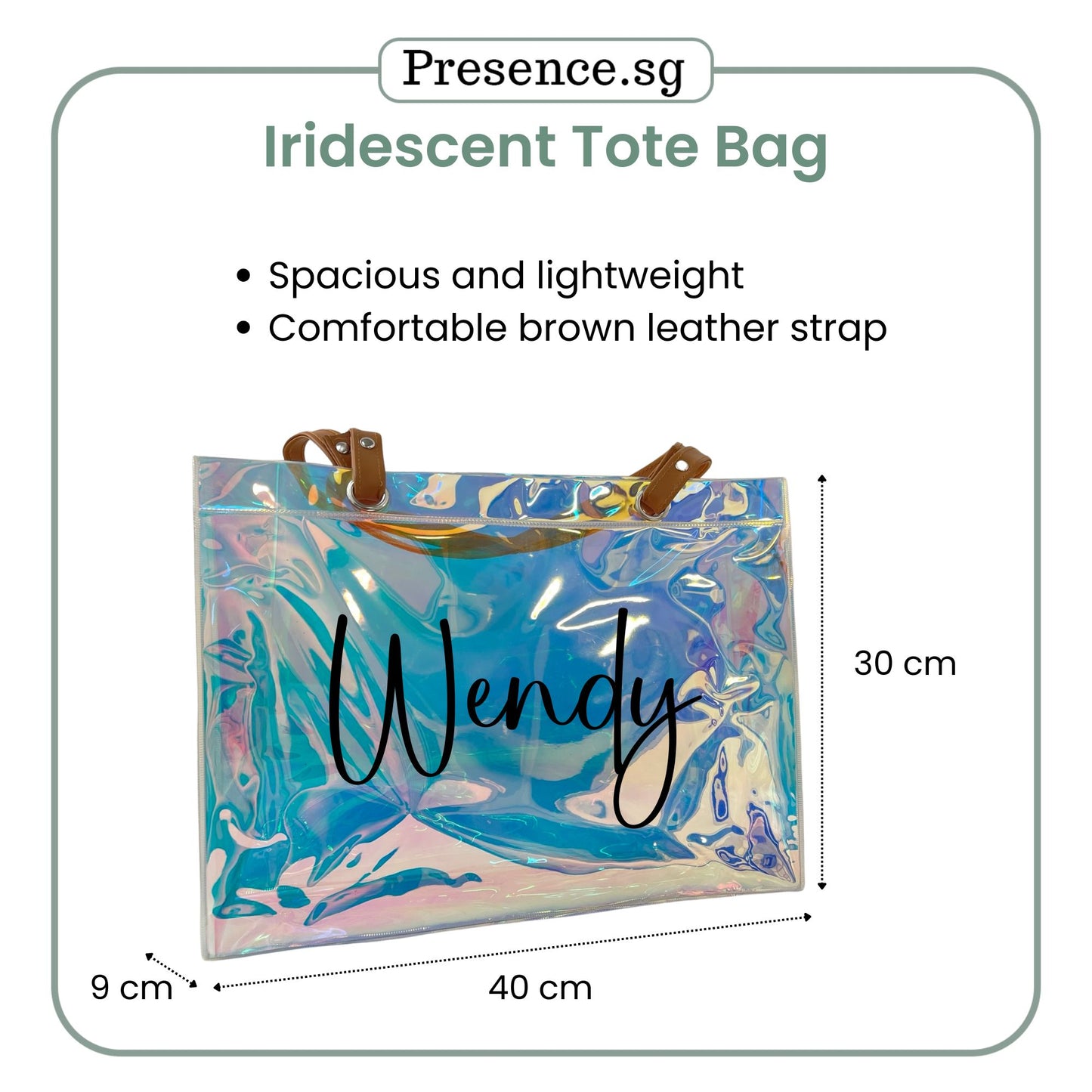 Personalized Iridescent Tote Bag