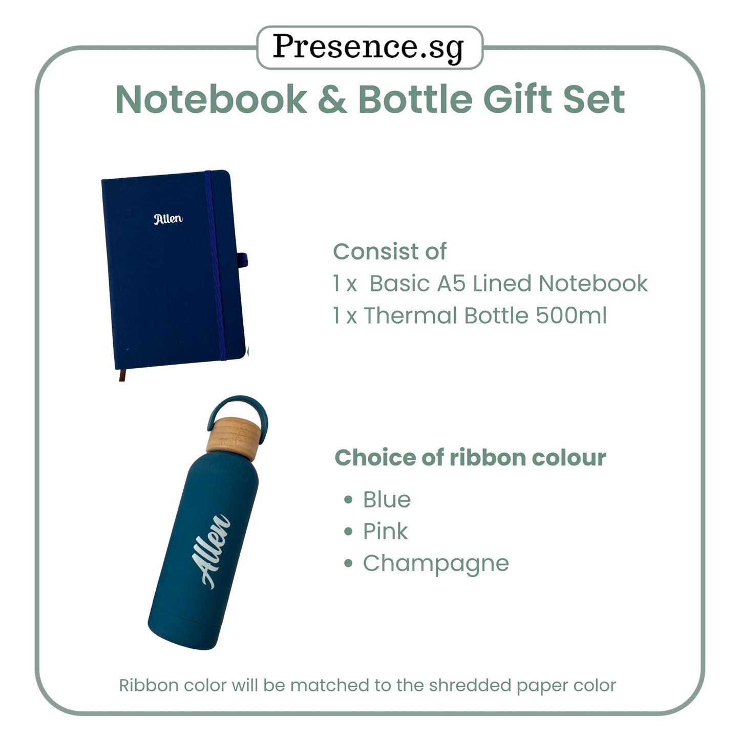 Personalised Notebook and Thermal Bottle Gift Set
