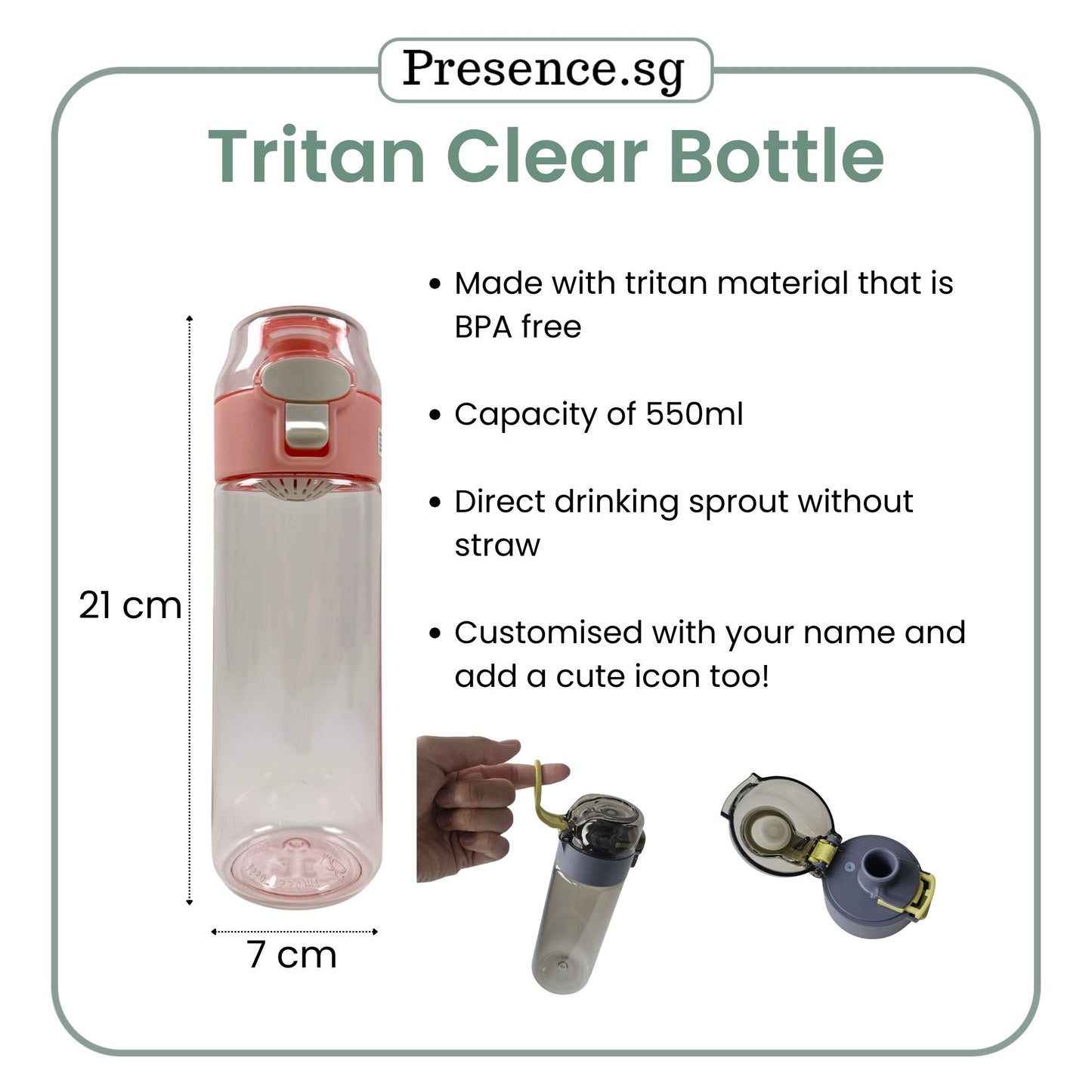 Personalised Tritan Water Bottle 550ml