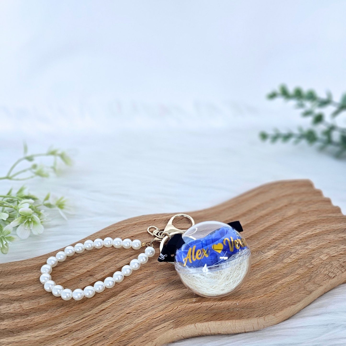 Personalised Preserved Rose Keychain