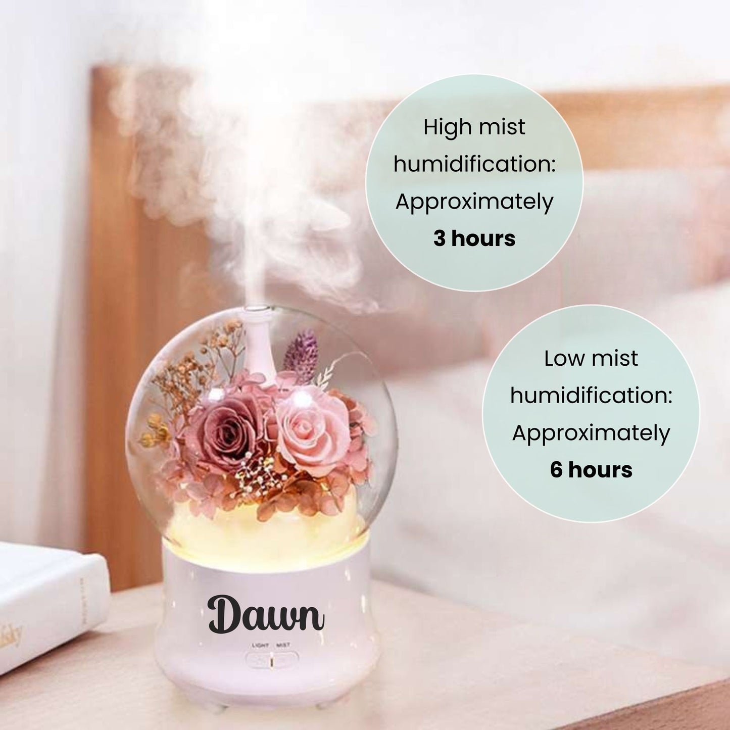 Preserved Flower Aroma Diffuser with Night Light