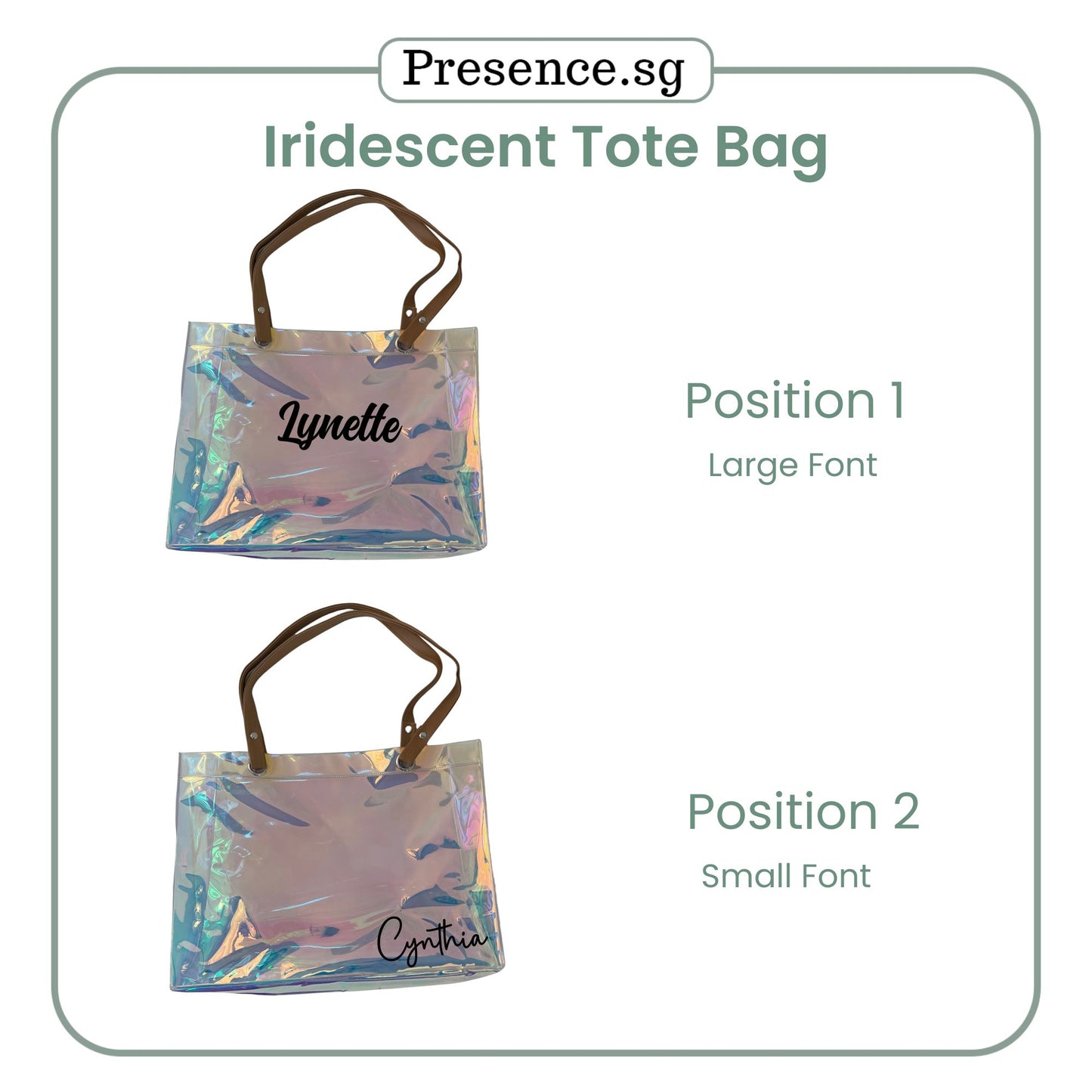 Personalized Iridescent Tote Bag