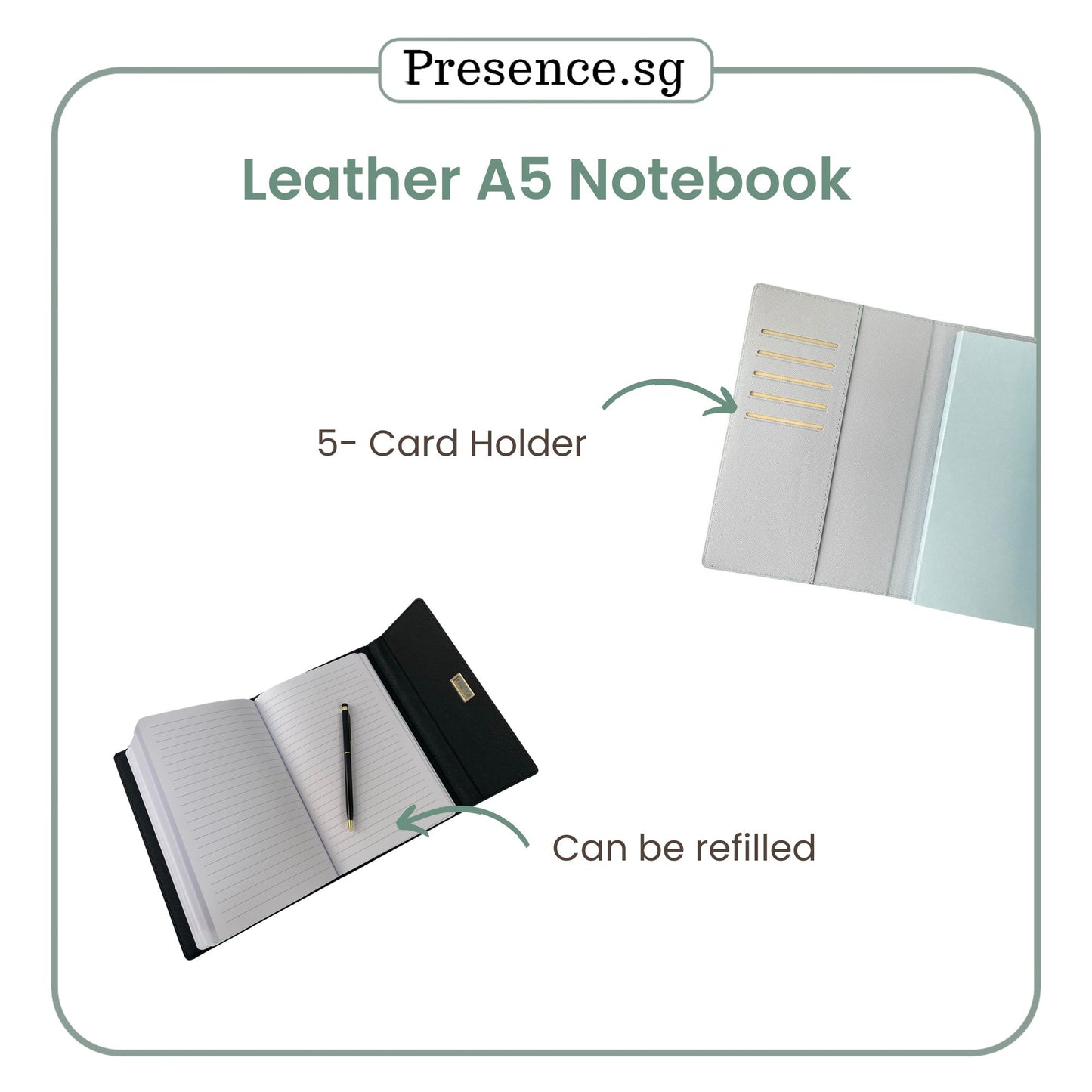 Personalized A5 Saffiano Leather Notebook