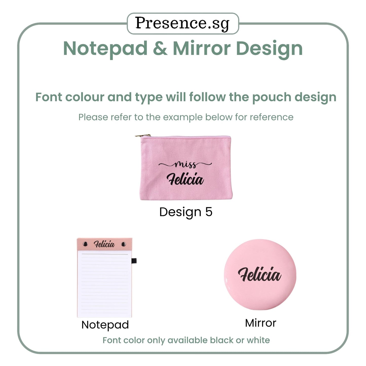 Personalised Teachers’ Day Gift Set – Pouch, Mirror & A6 Notepad