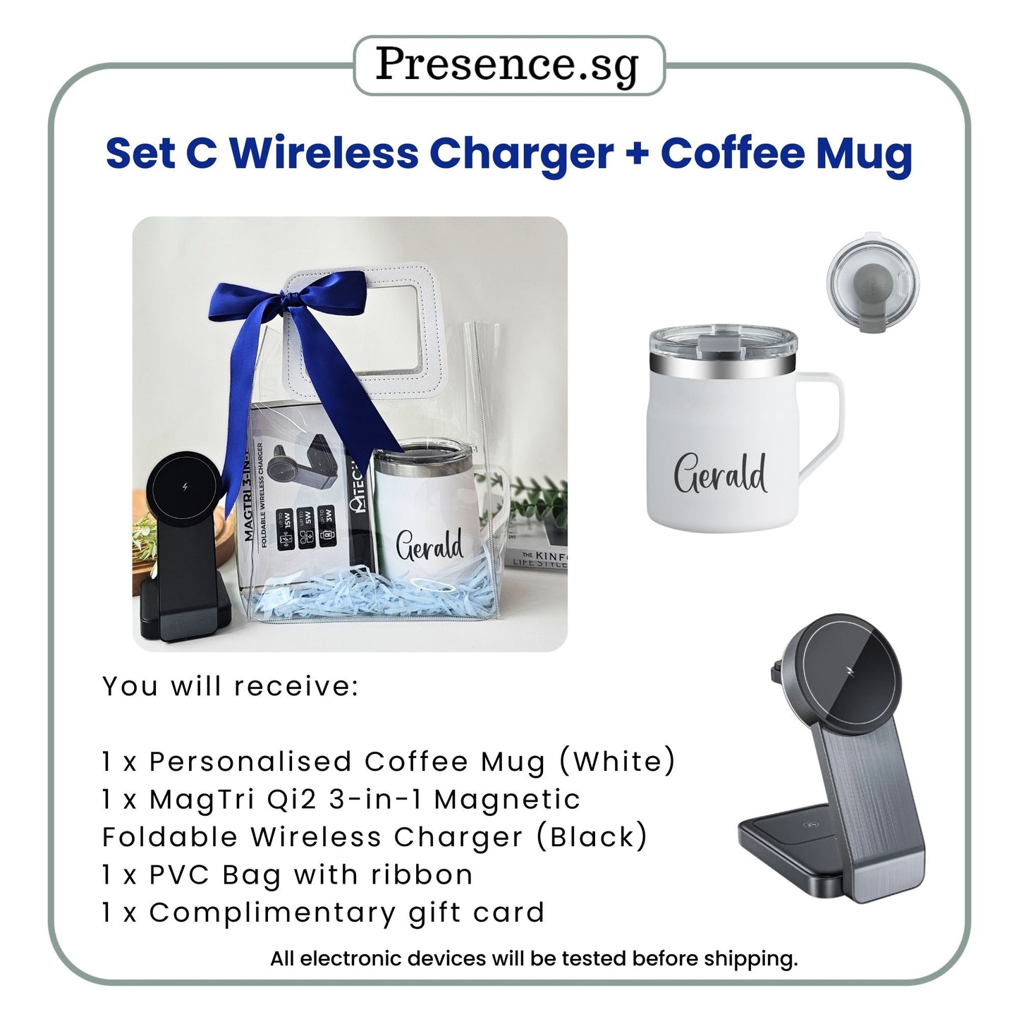 Father’s Day Gift for Him The Modern Essentials Set | Personalised Mug + 3-in-1 Wireless Charger