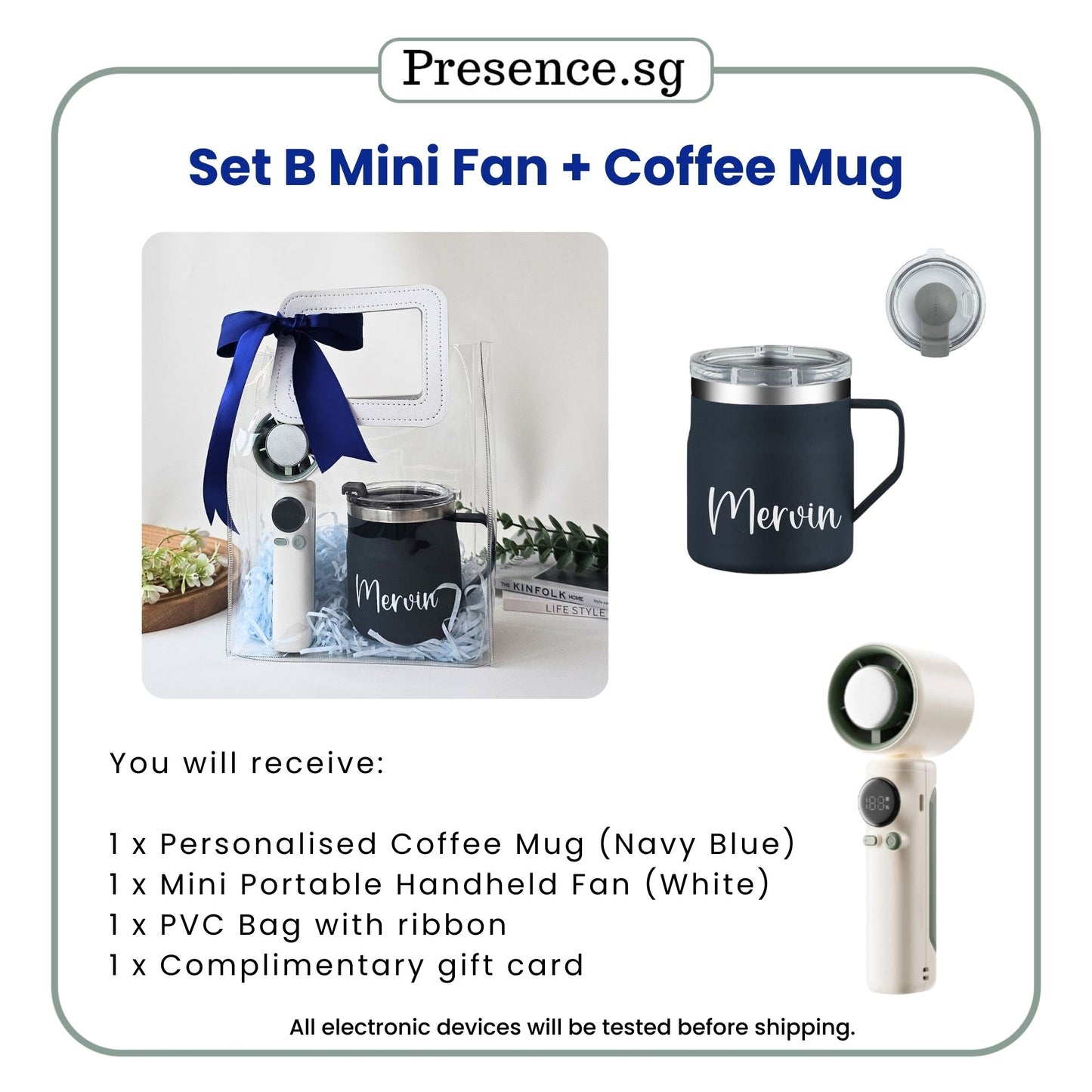 Father’s Day Gift for Him The Cool Commuter Set | Personalised Mug + Mini Handheld Fan