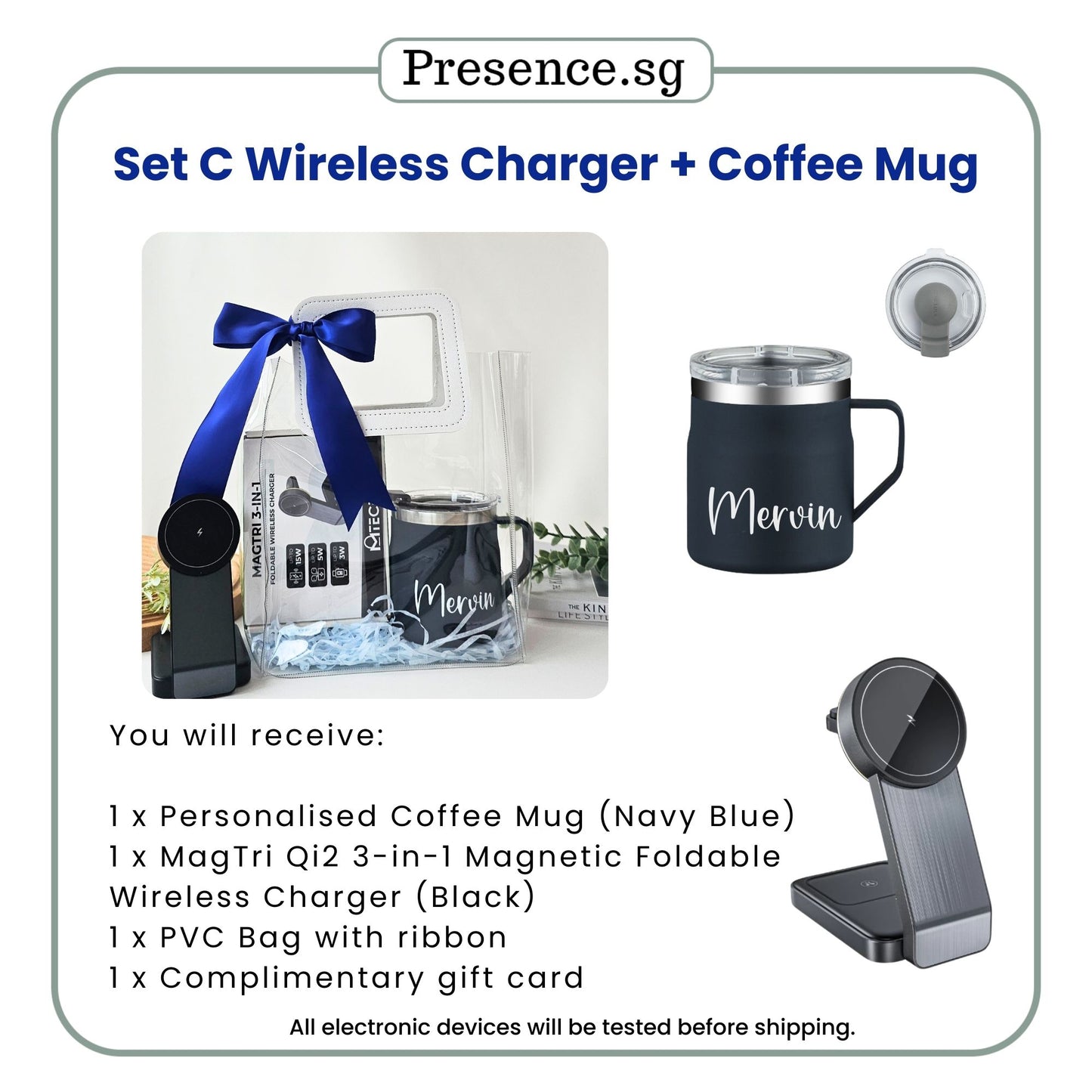 Father’s Day Gift for Him The Modern Essentials Set | Personalised Mug + 3-in-1 Wireless Charger