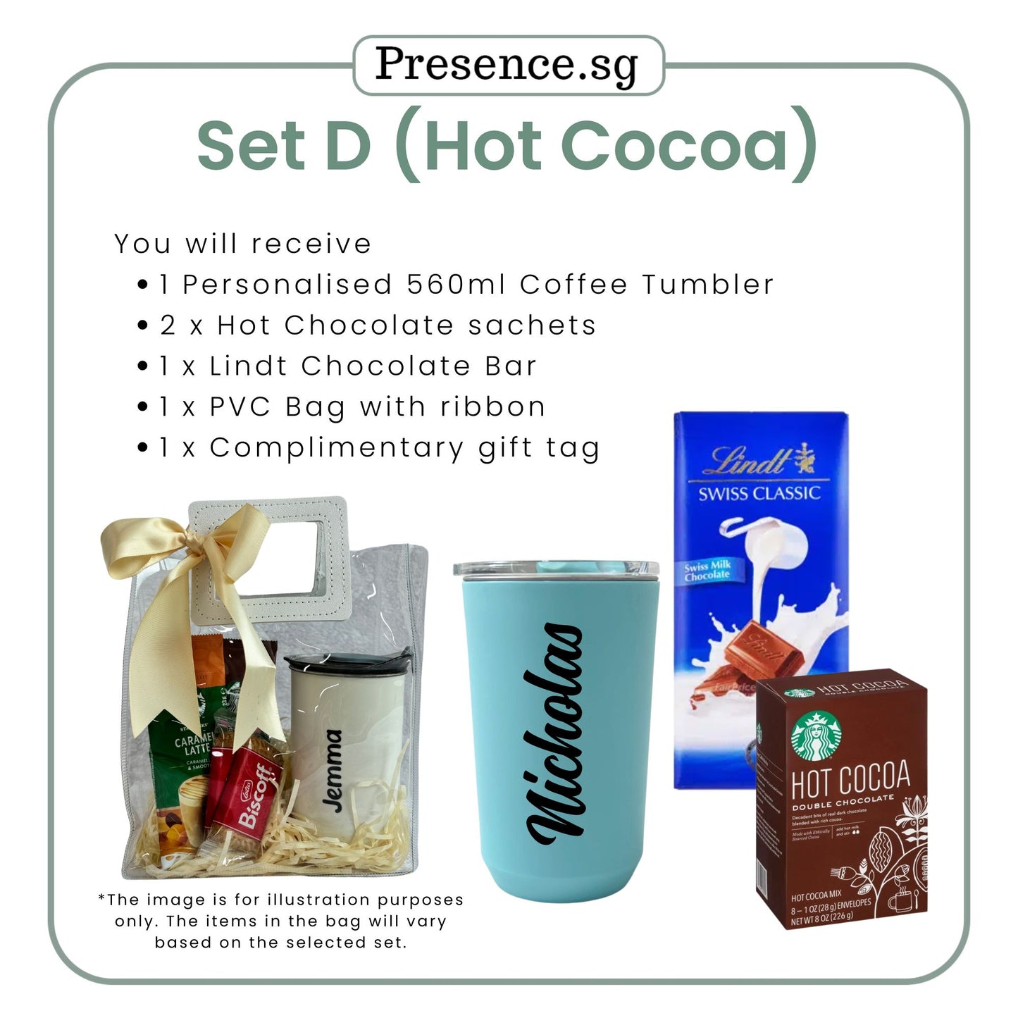 Personalised Christmas Coffee Tumbler Gift Set (Dual Side Printing)