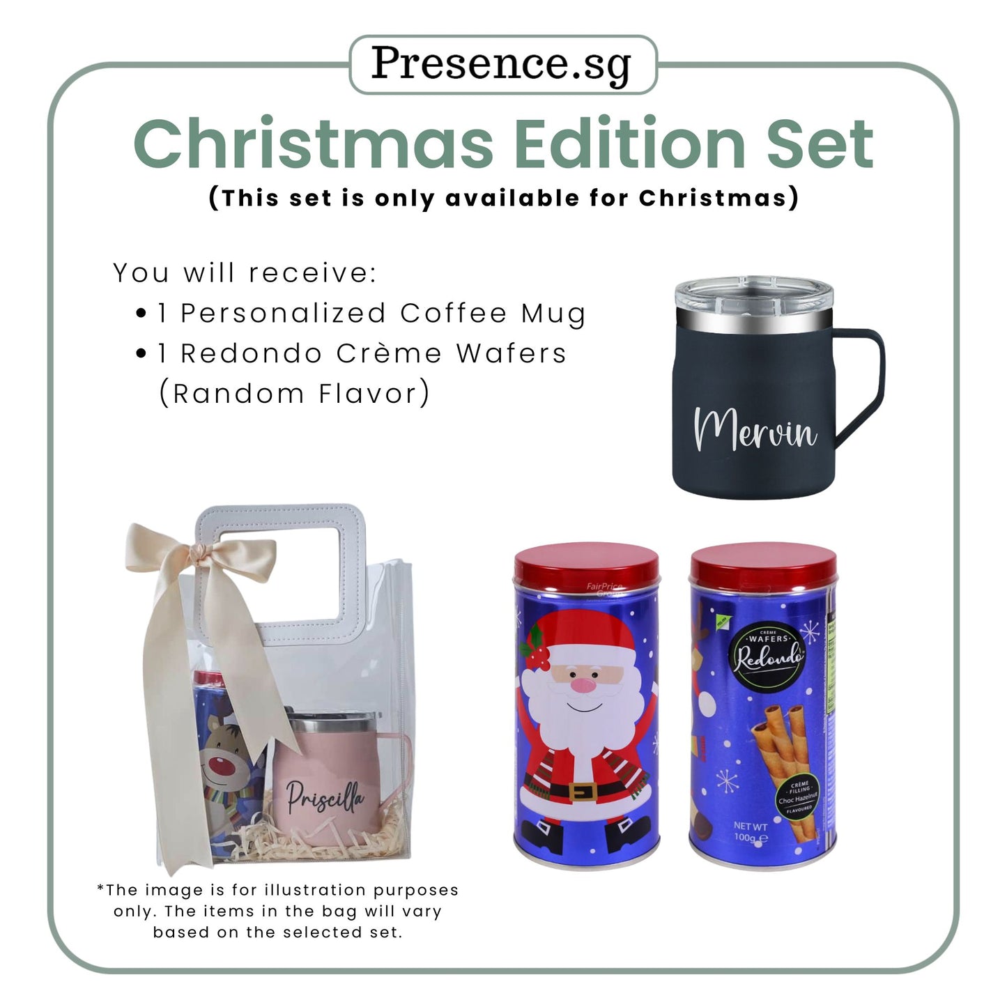 Personalised Christmas Coffee Mug Gift Set (Dual Side Printing)