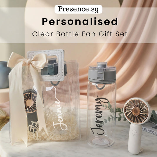 Personalised Clear Water Bottle Mini Fan Gift Set