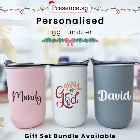 Personalised Christmas Egg Tumbler Gift Set (Dual Side Printing)