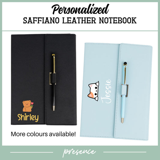 Personalized A5 Saffiano Leather Notebook