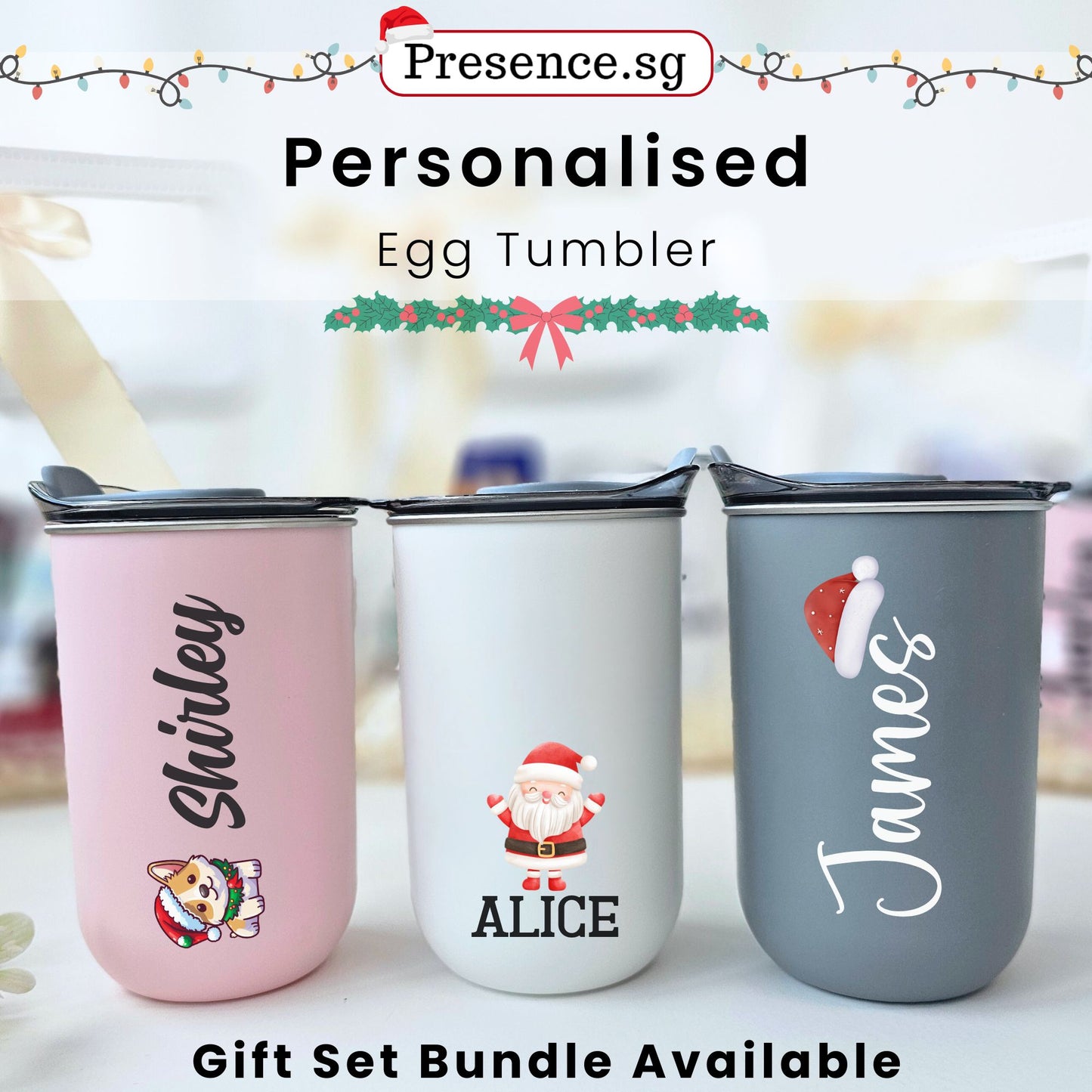 Personalised Christmas Egg Tumbler Gift Set