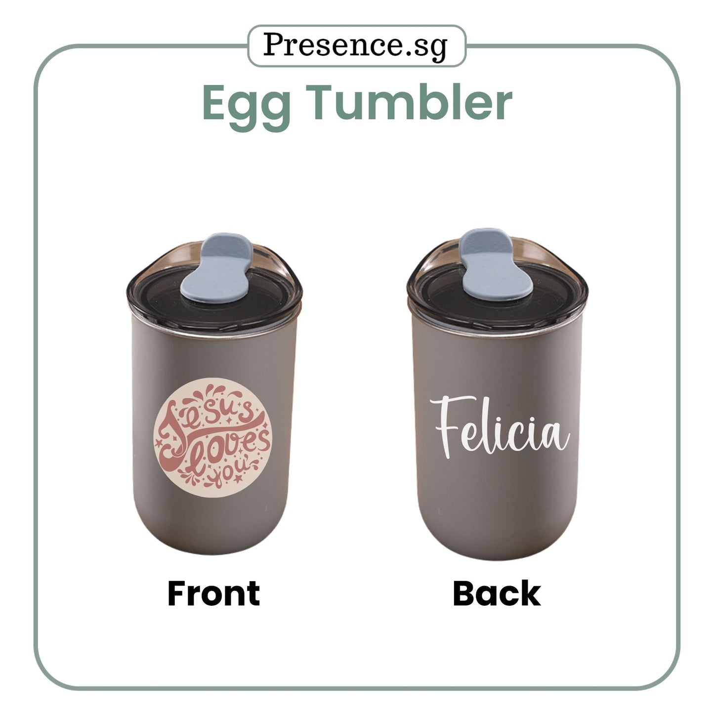 Personalised Christmas Egg Tumbler Gift Set (Dual Side Printing)
