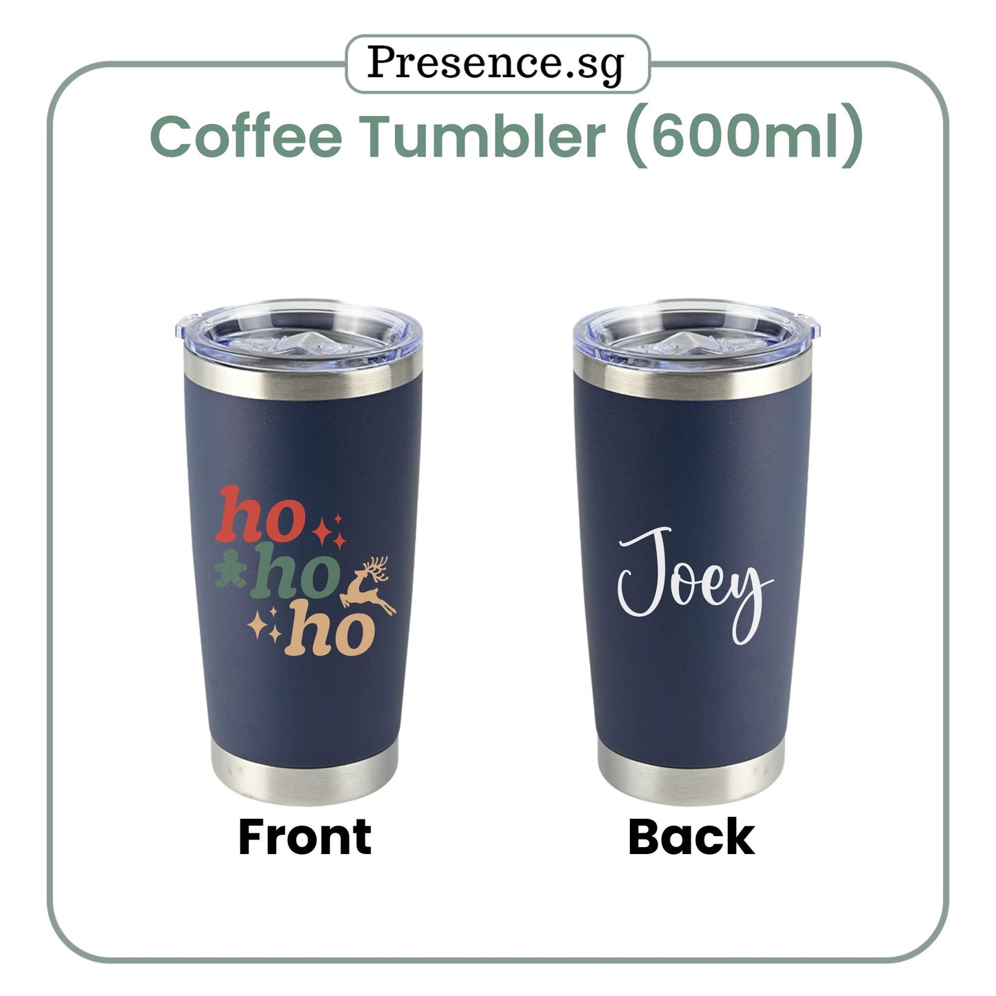 Personalised Christmas Coffee Tumbler Gift Set  (Dual Side Printing)