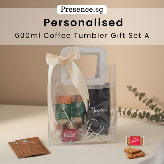 Personalised 600ml Coffee Tumbler & Treats Gift Set (Set A)