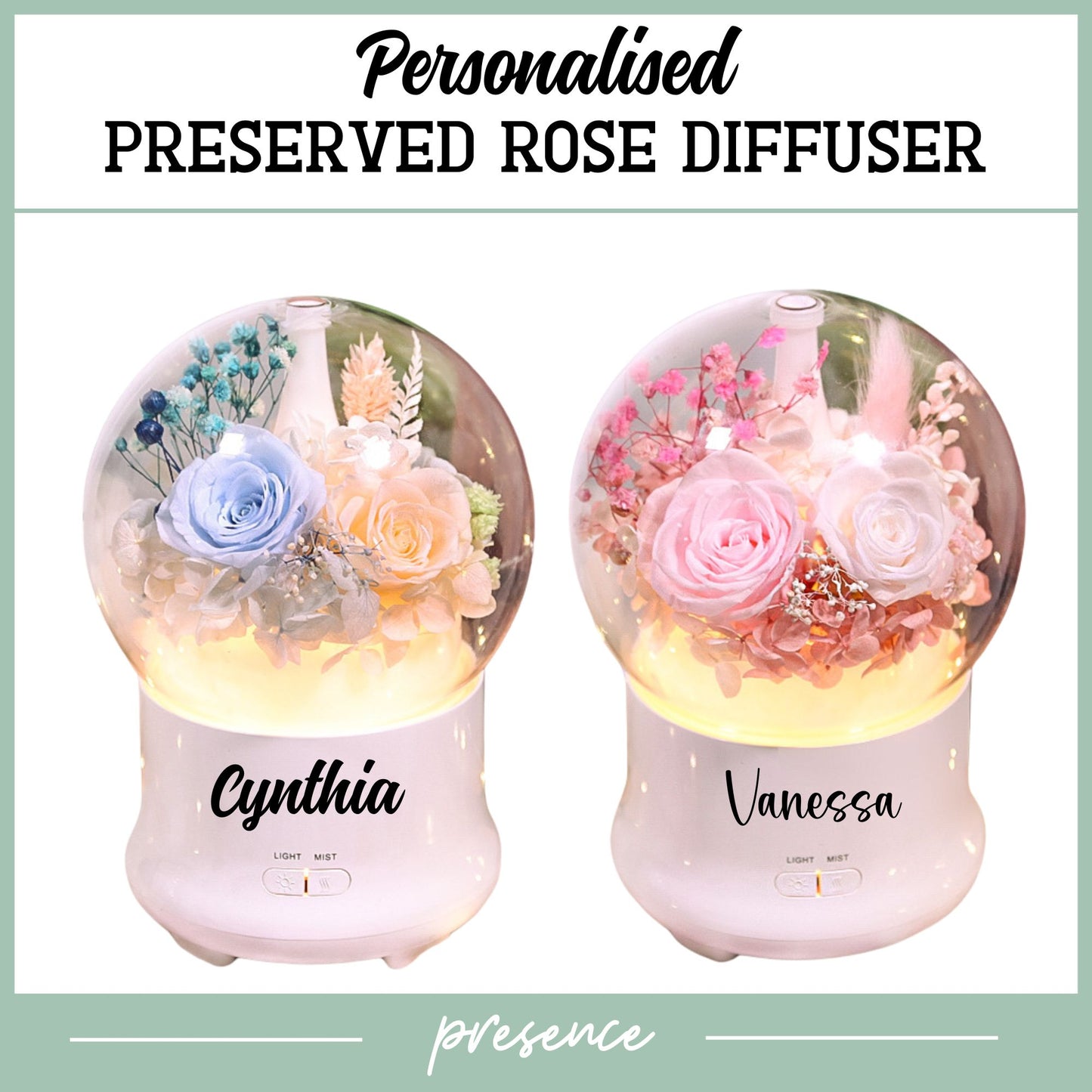 Preserved Flower Aroma Diffuser with Night Light