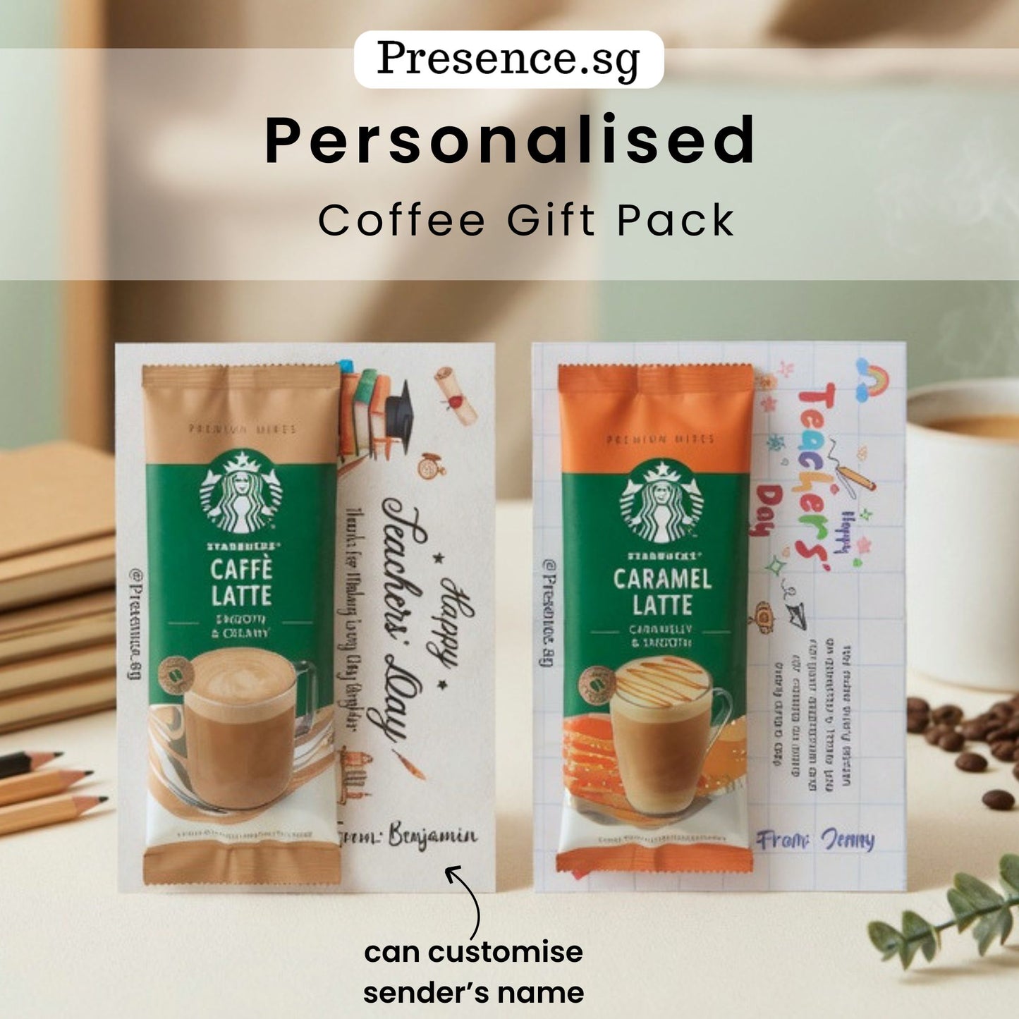 Personalized Coffee Gift Pack with custom gift card
