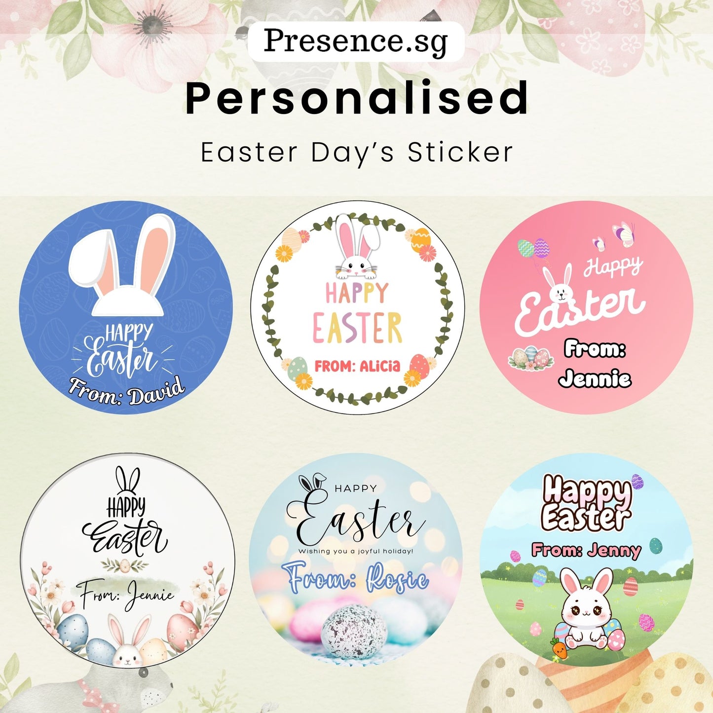 Customised Easter Day Stickers – 6 Designs