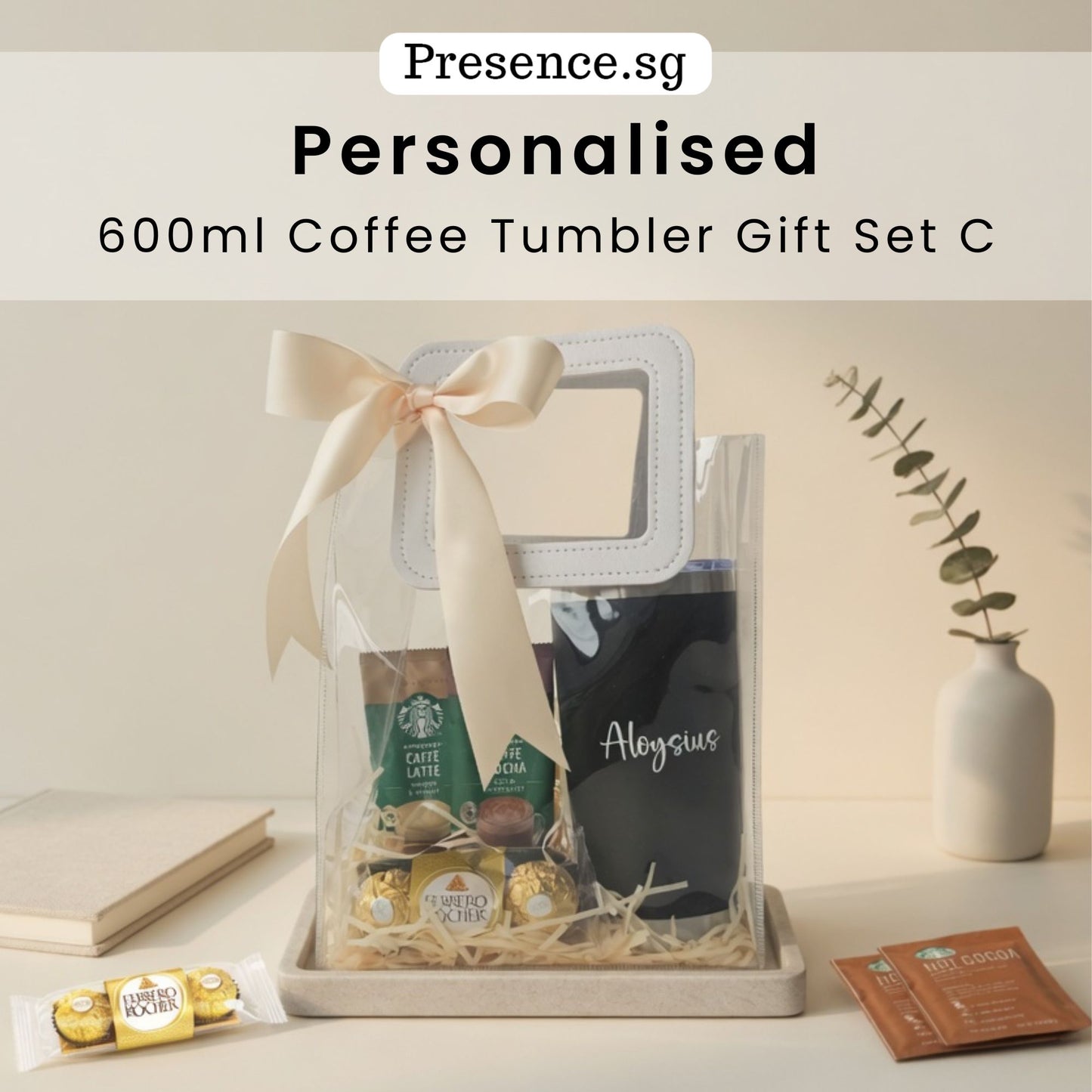 Personalised 600ml Coffee Tumbler & Treats Gift Set (Set C)