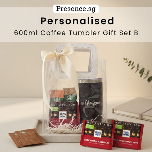 Personalised 600ml Coffee Tumbler & Treats Gift Set (Set B)
