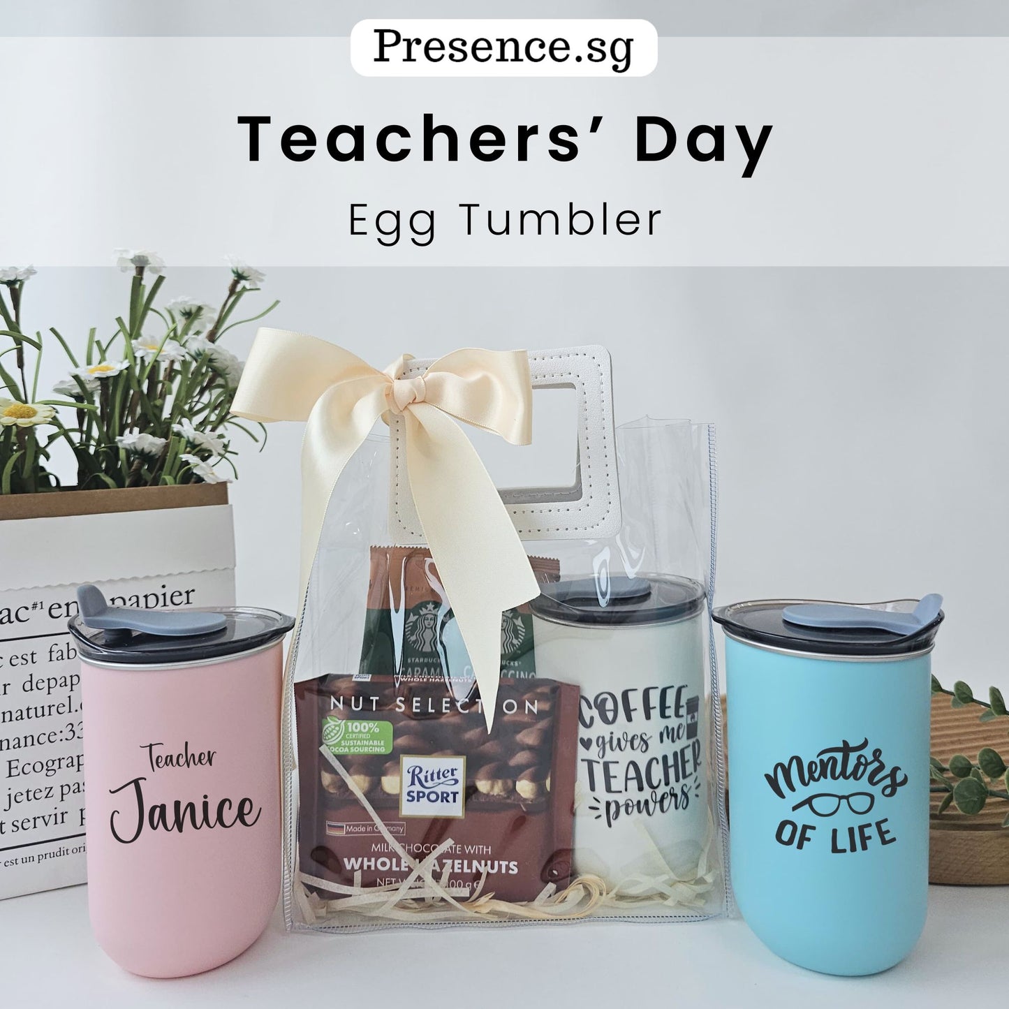 Personalised Teachers' Day Egg Tumbler Gift Set 300ml