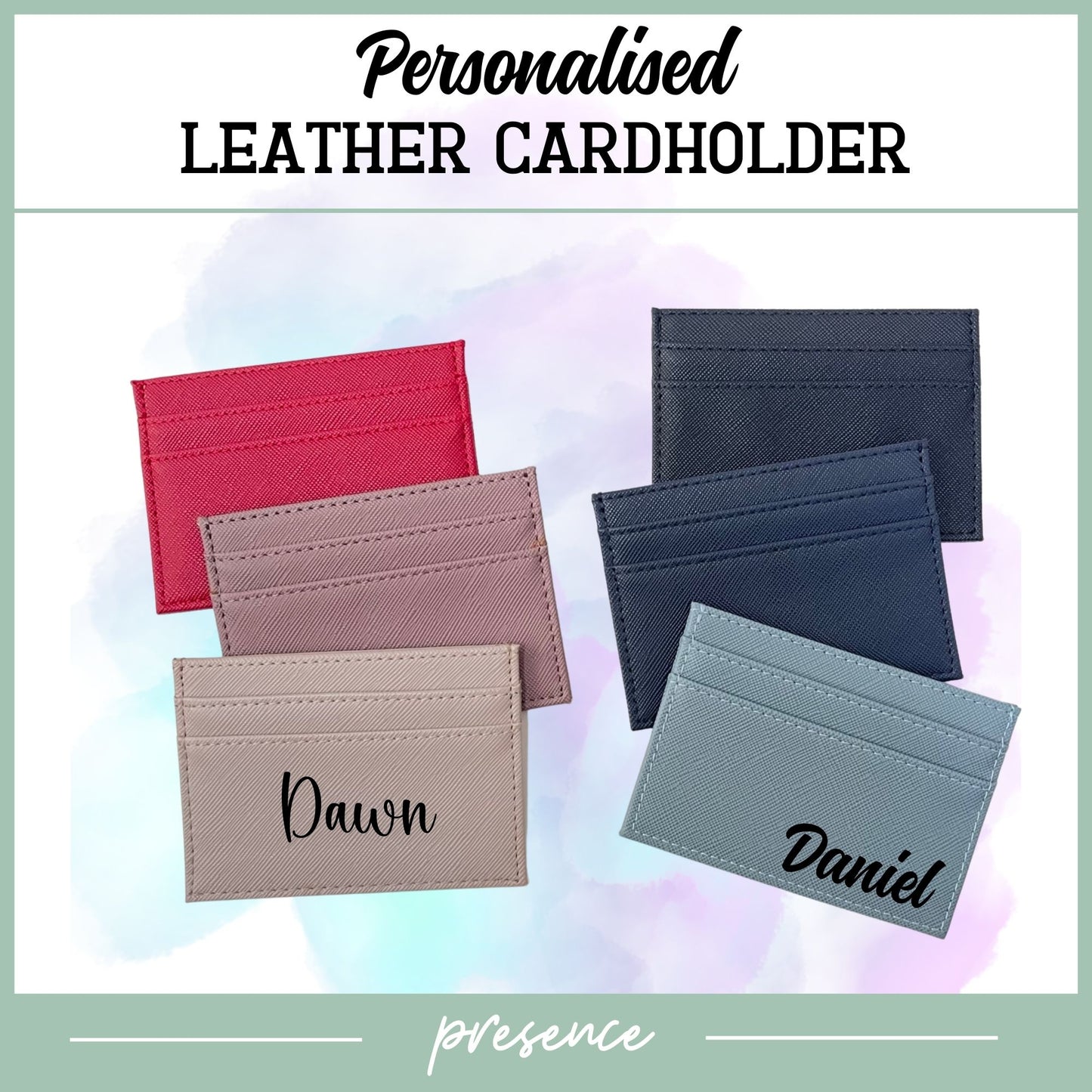 Personalized Saffiano Leather Card Holder