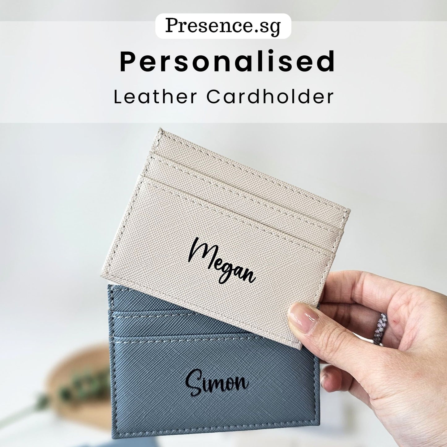 Personalized Saffiano Leather Card Holder