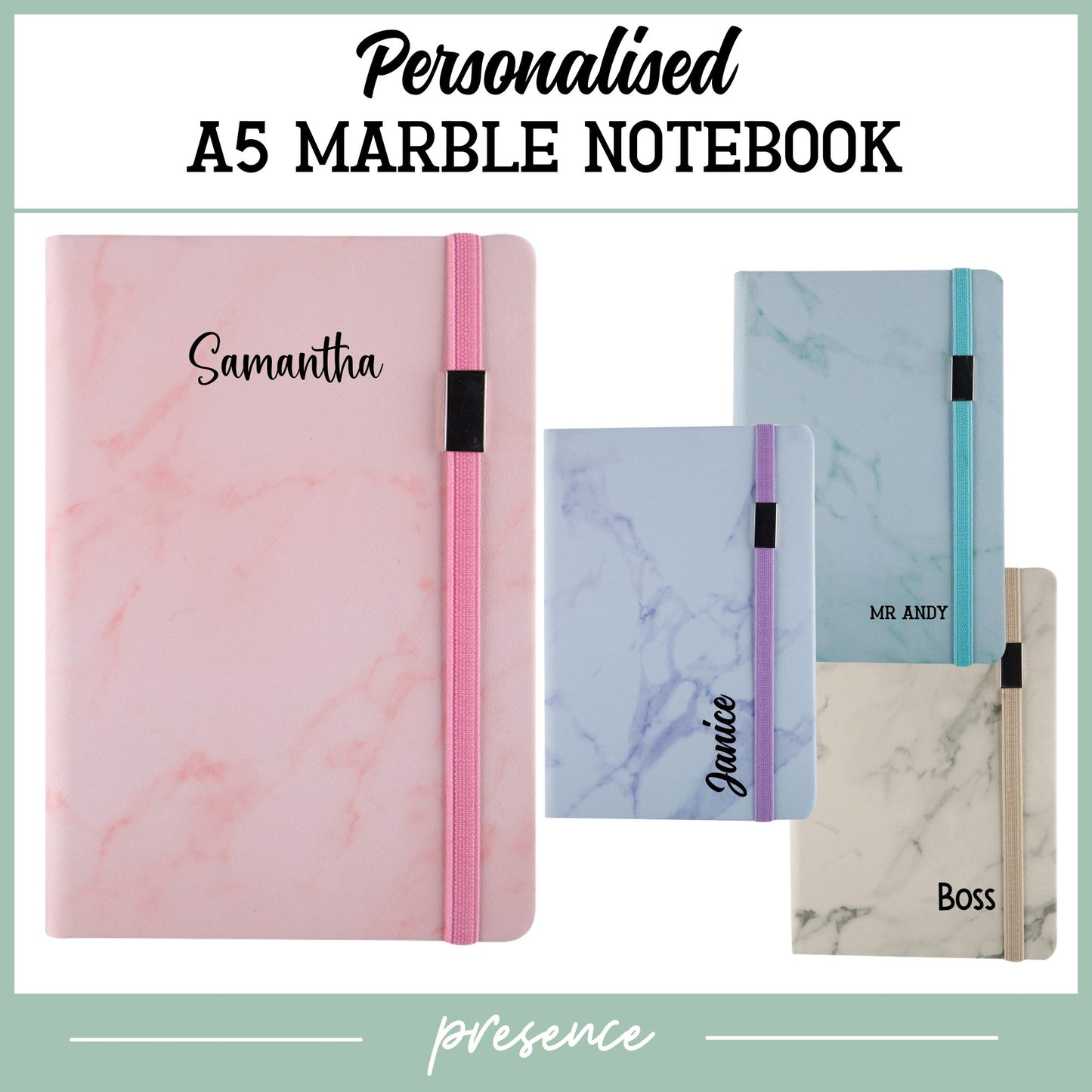 Personalised Marble Notebook A5