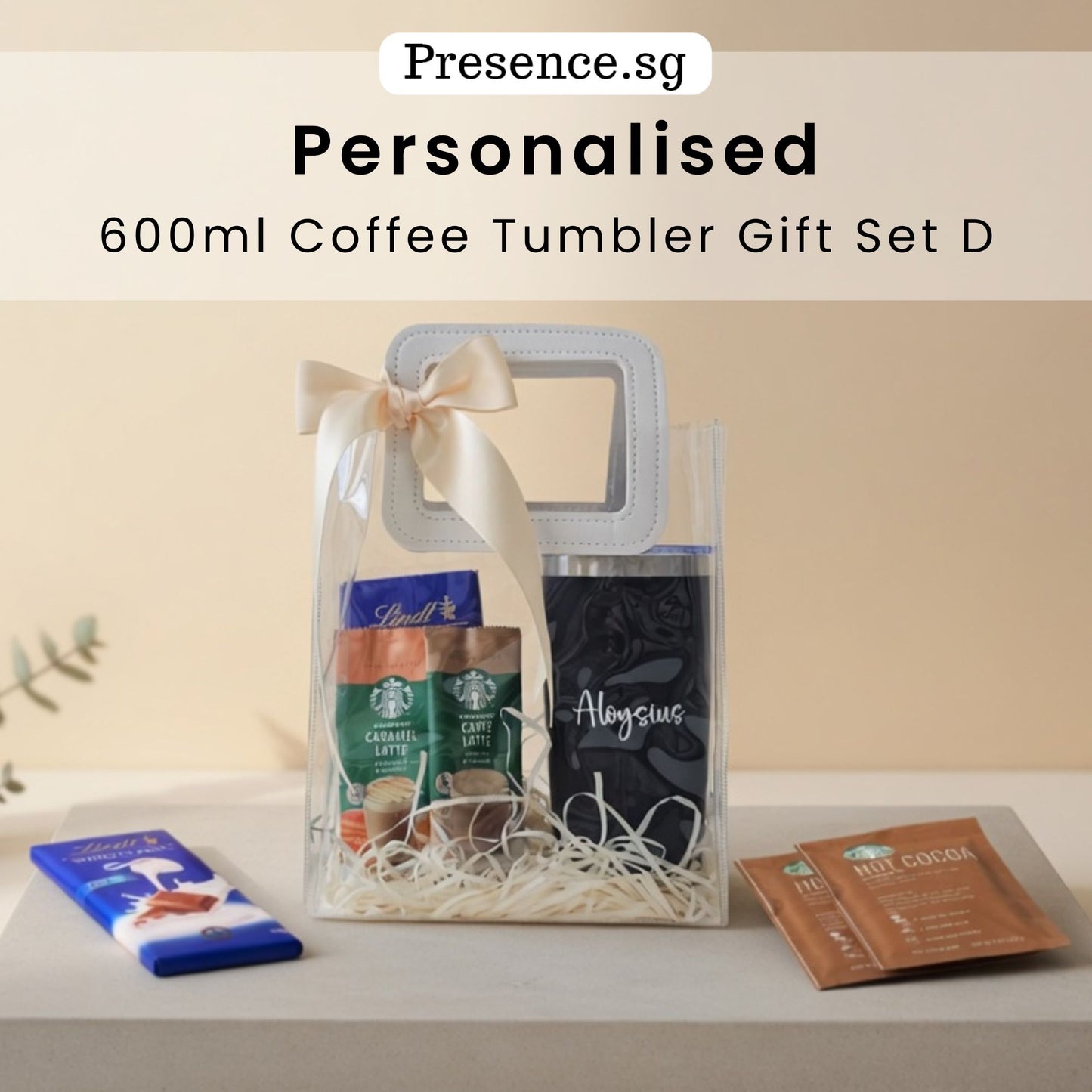 Personalised 600ml Coffee Tumbler & Treats Gift Set (Set D)