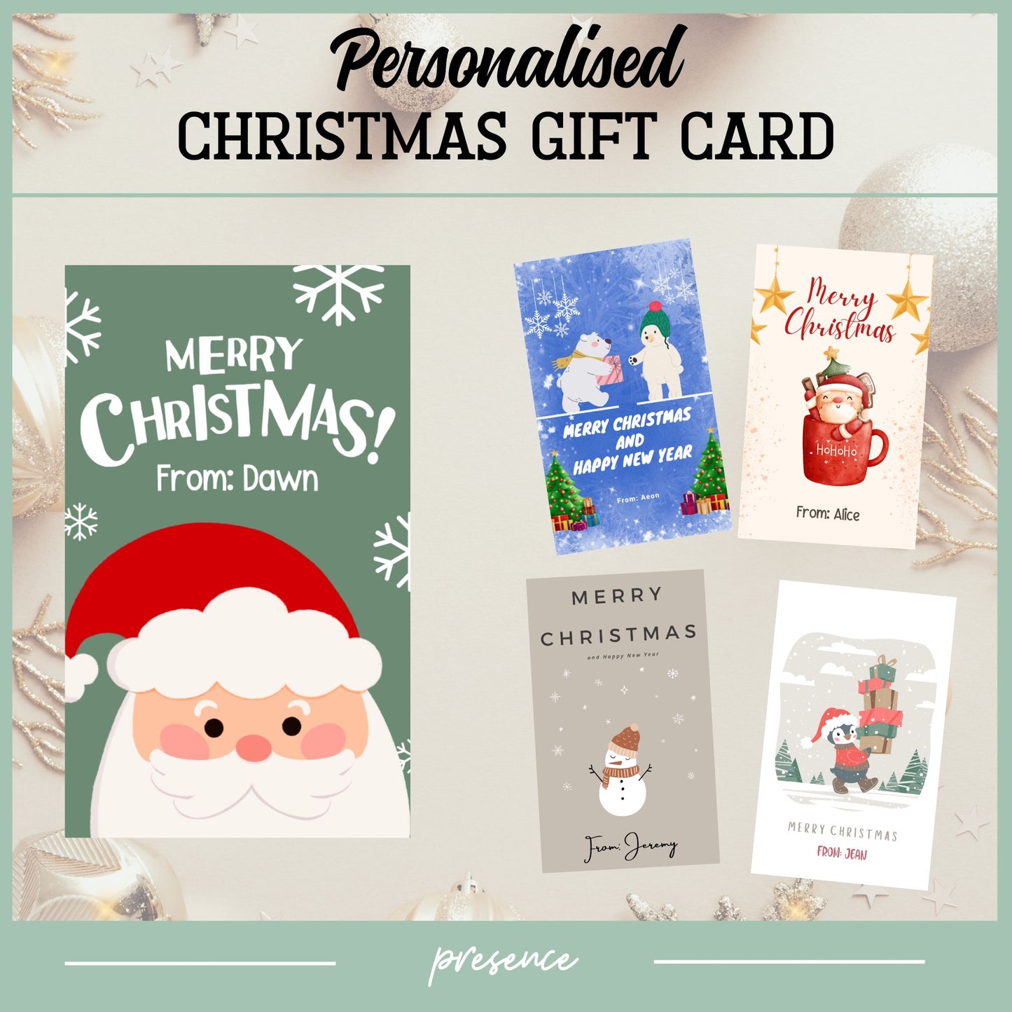 Personalised Christmas Gift Card (5 x 8.2cm)