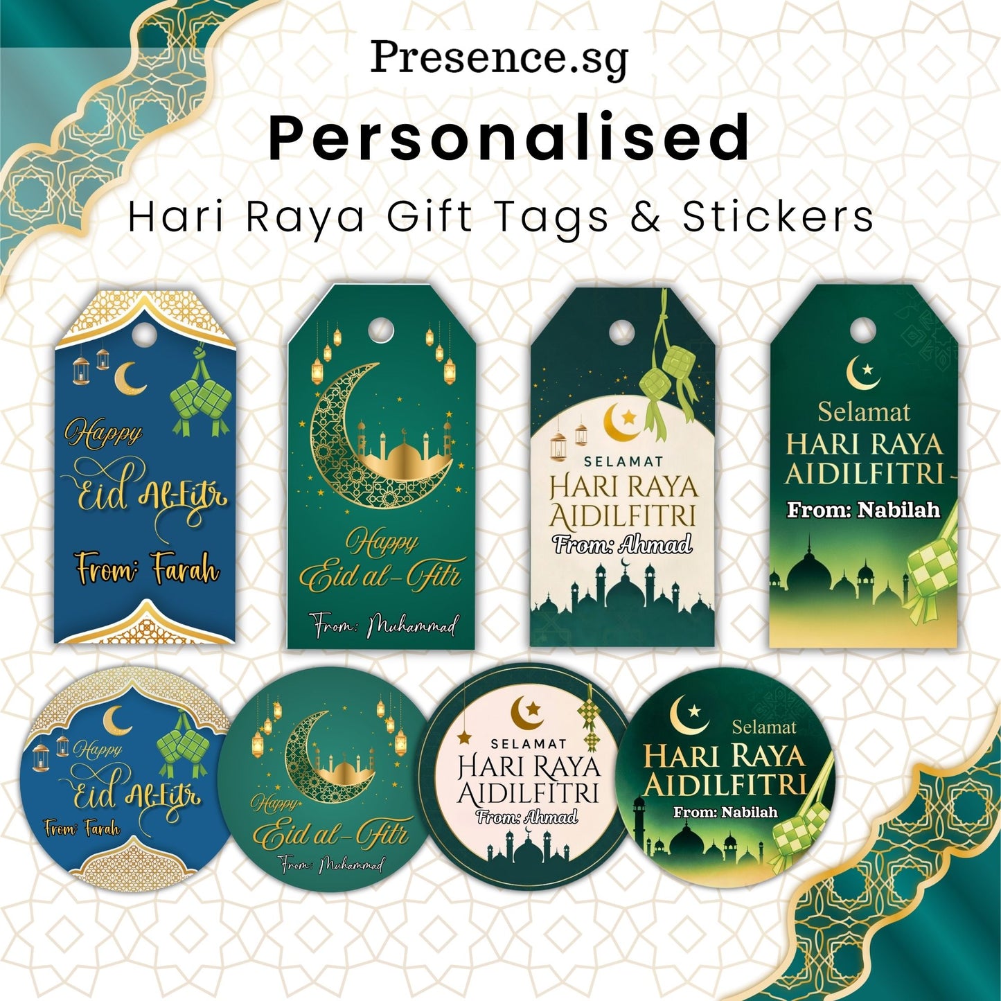 Customised Hari Raya Gift Tags & Stickers – 4 Designs
