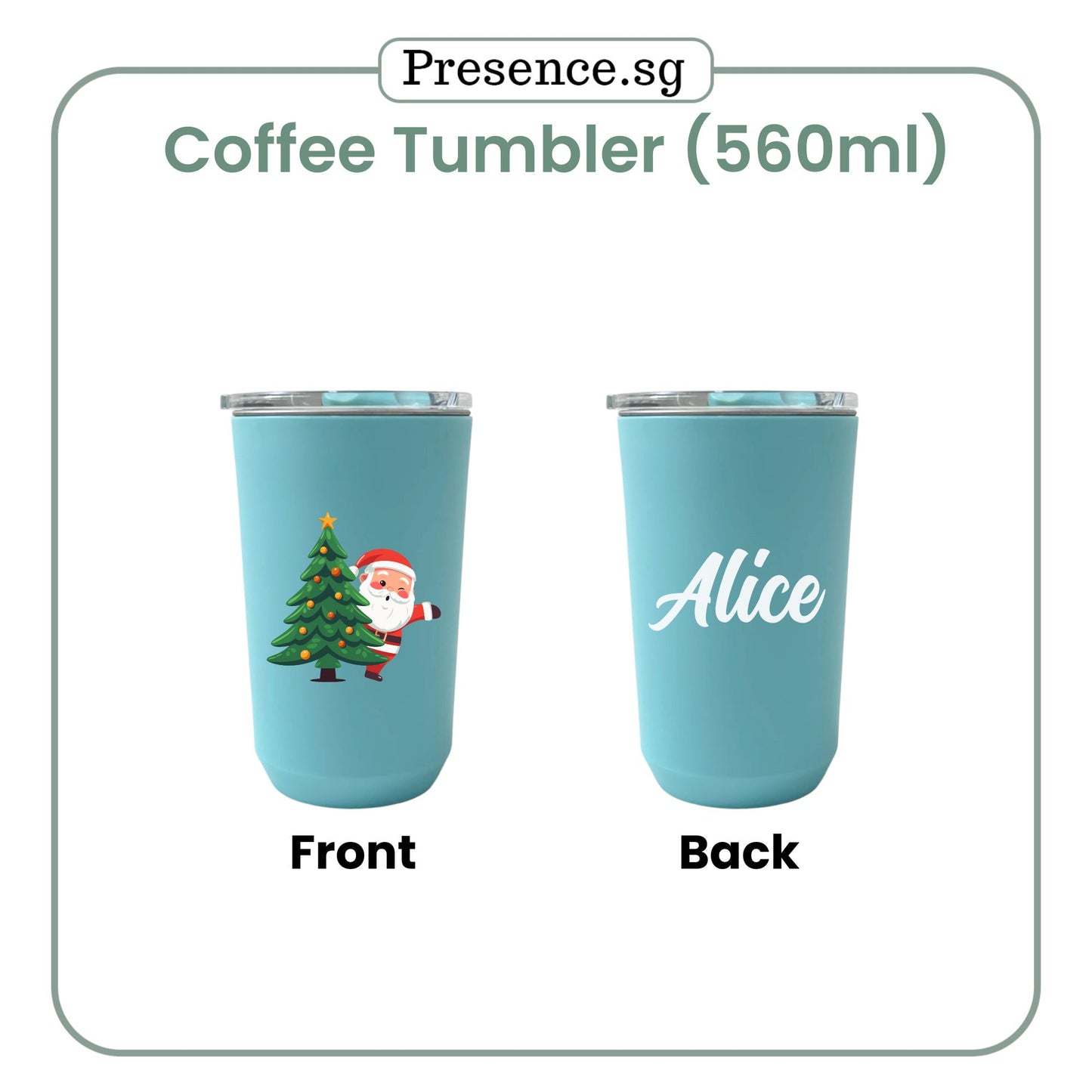 Personalised Christmas Coffee Tumbler Gift Set  (Dual Side Printing)