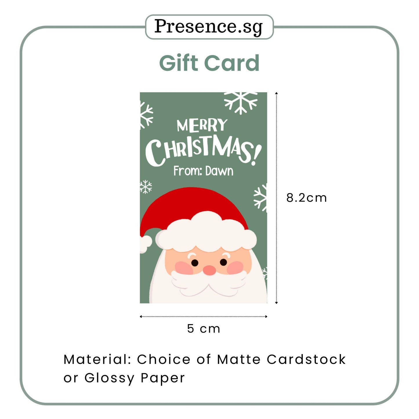 Personalised Christmas Gift Card (5 x 8.2cm)