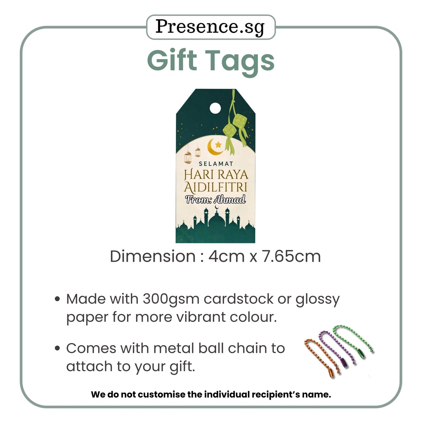 Customised Hari Raya Gift Tags & Stickers – 4 Designs