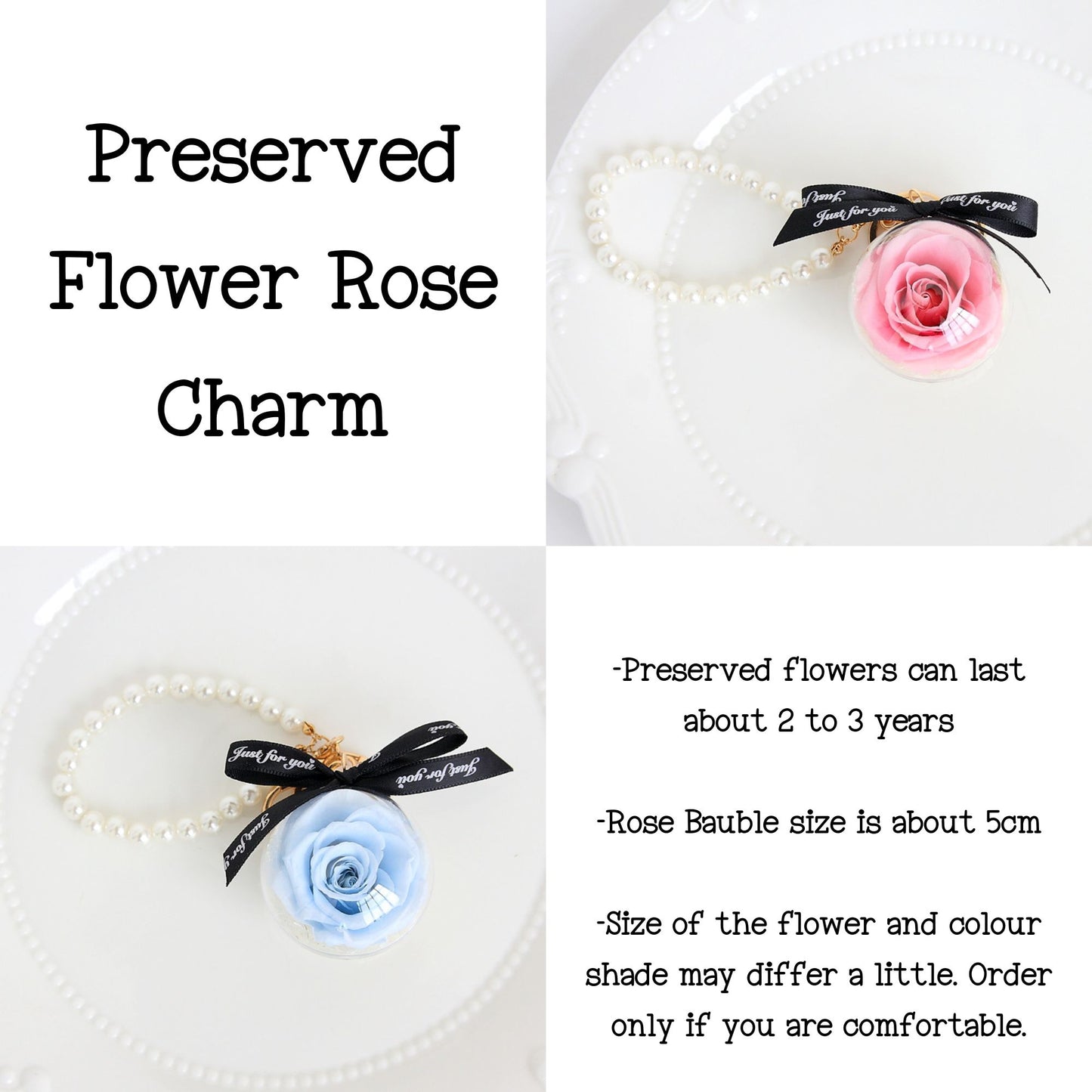 Personalised Preserved Rose Keychain