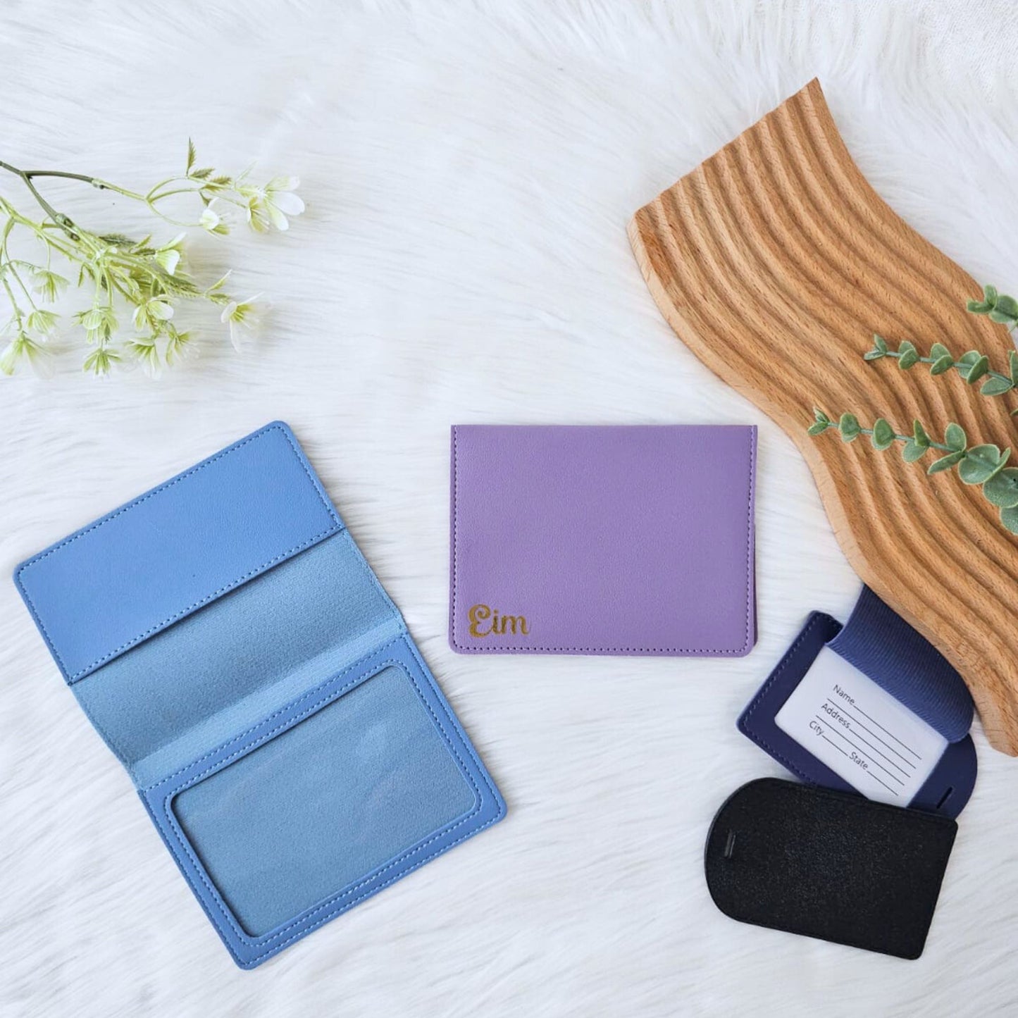 Personalised Passport Holder and Luggage Tag Gift Set