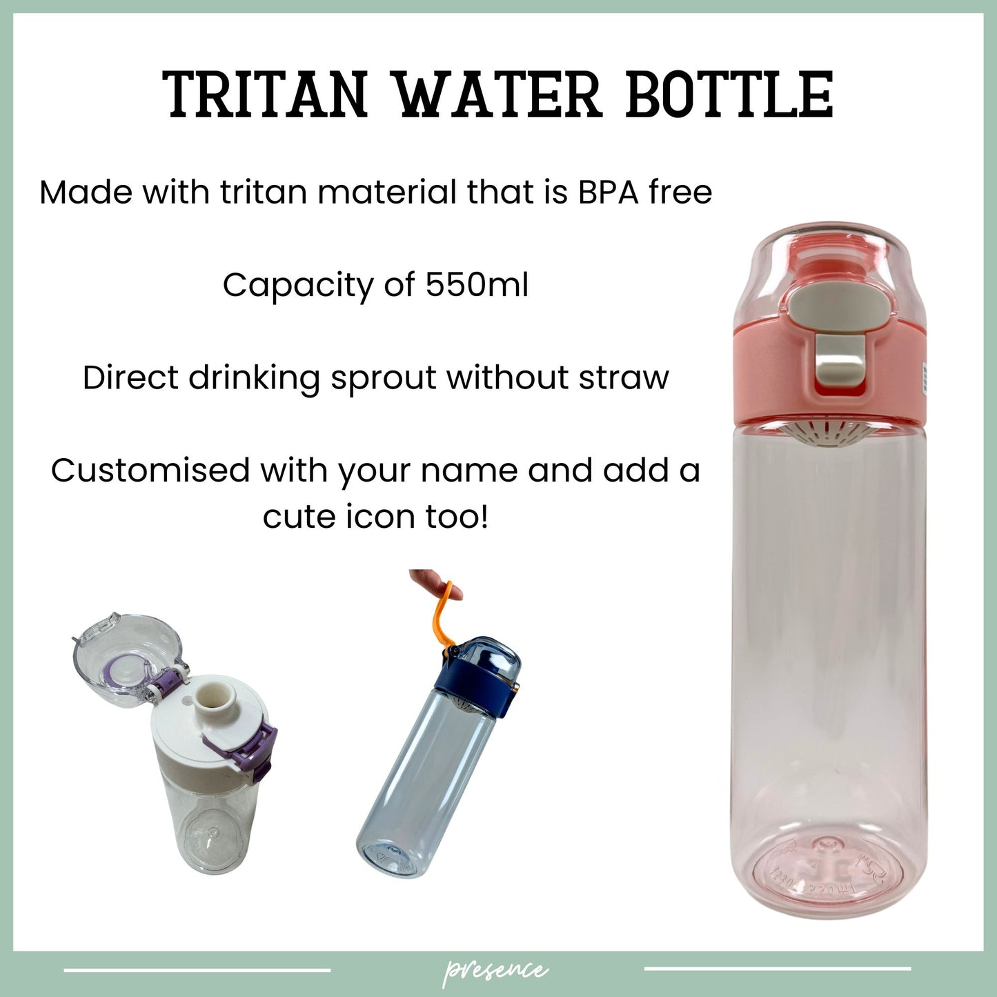 Personalised Tritan Water Bottle 550ml