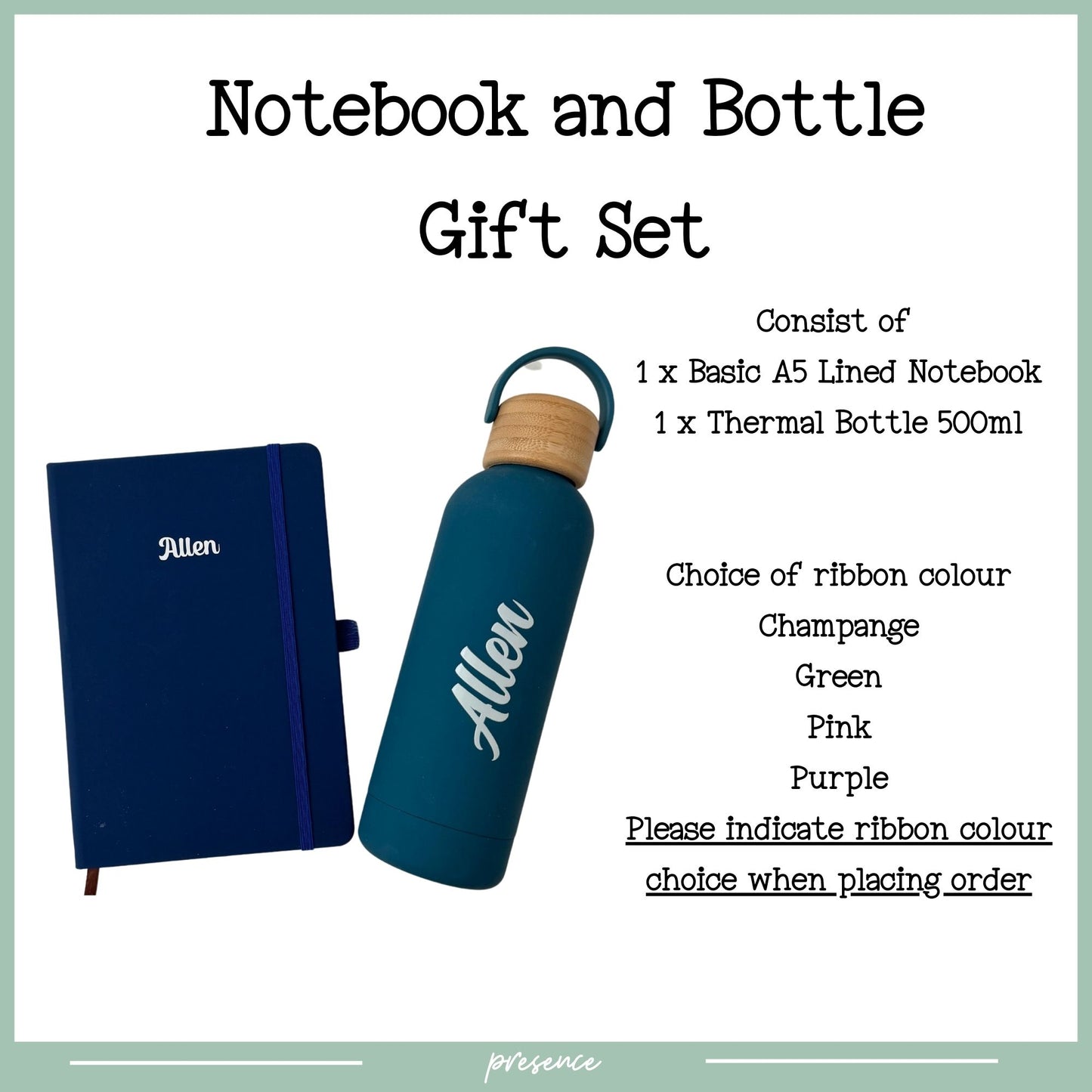 Personalised Notebook and Thermal Bottle Gift Set