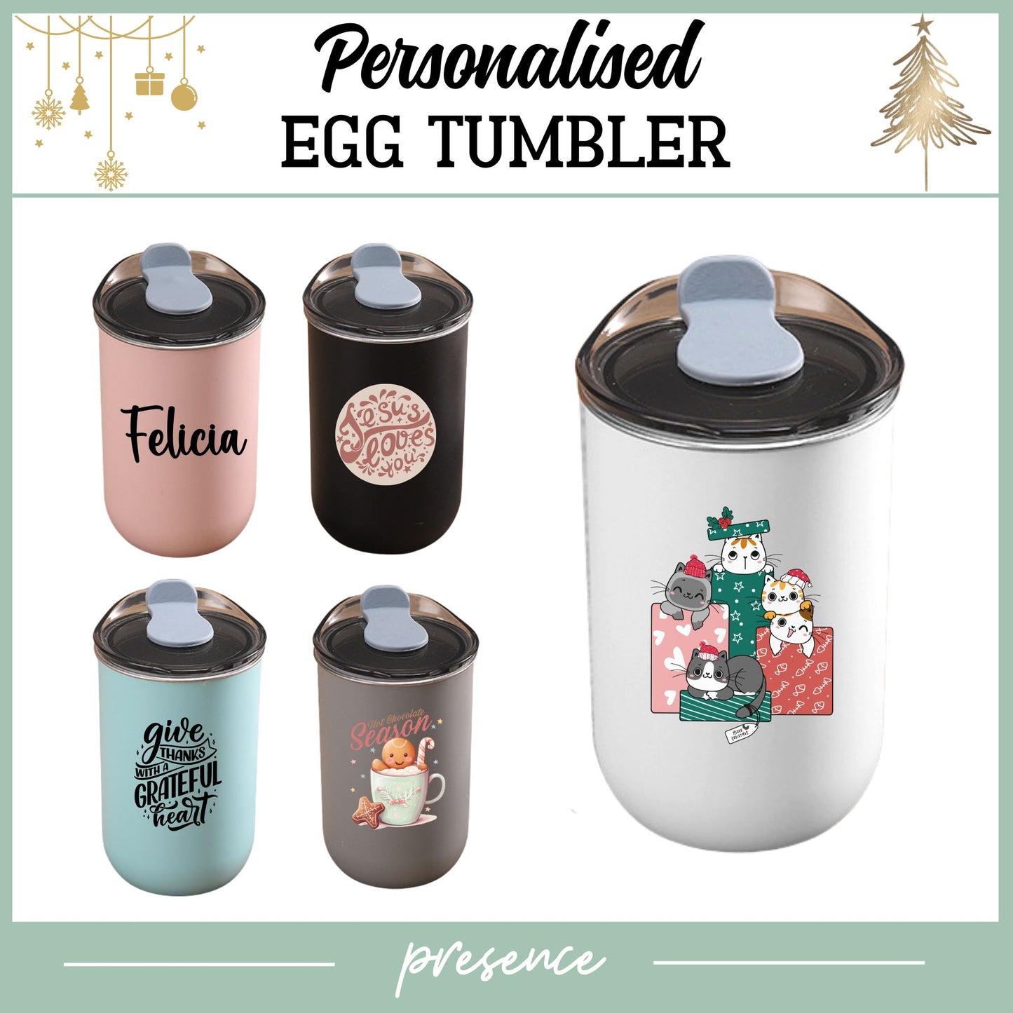 Personalised Christmas Egg Tumbler with image