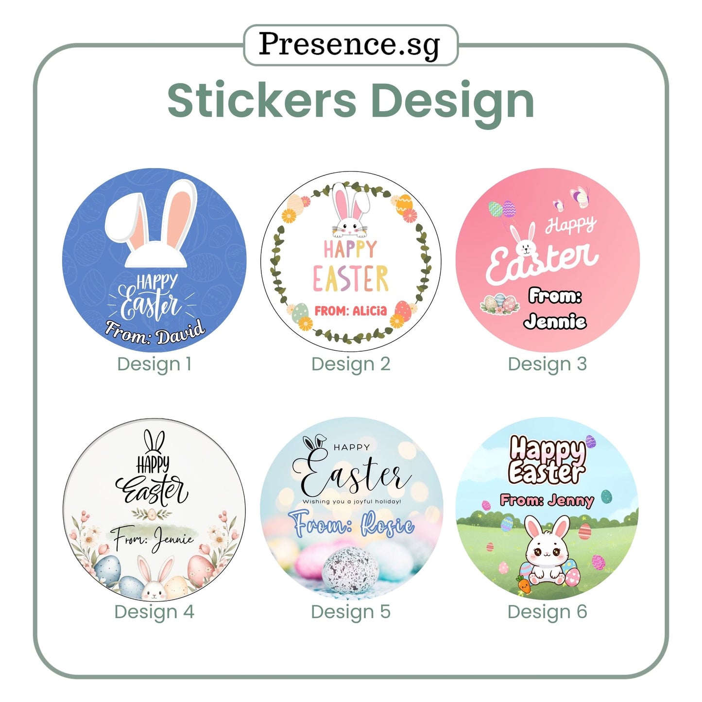 Customised Easter Day Stickers – 6 Designs