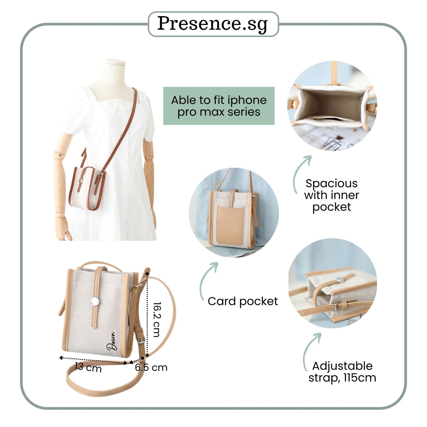 Personalized Retro Canvas Sling Bag
