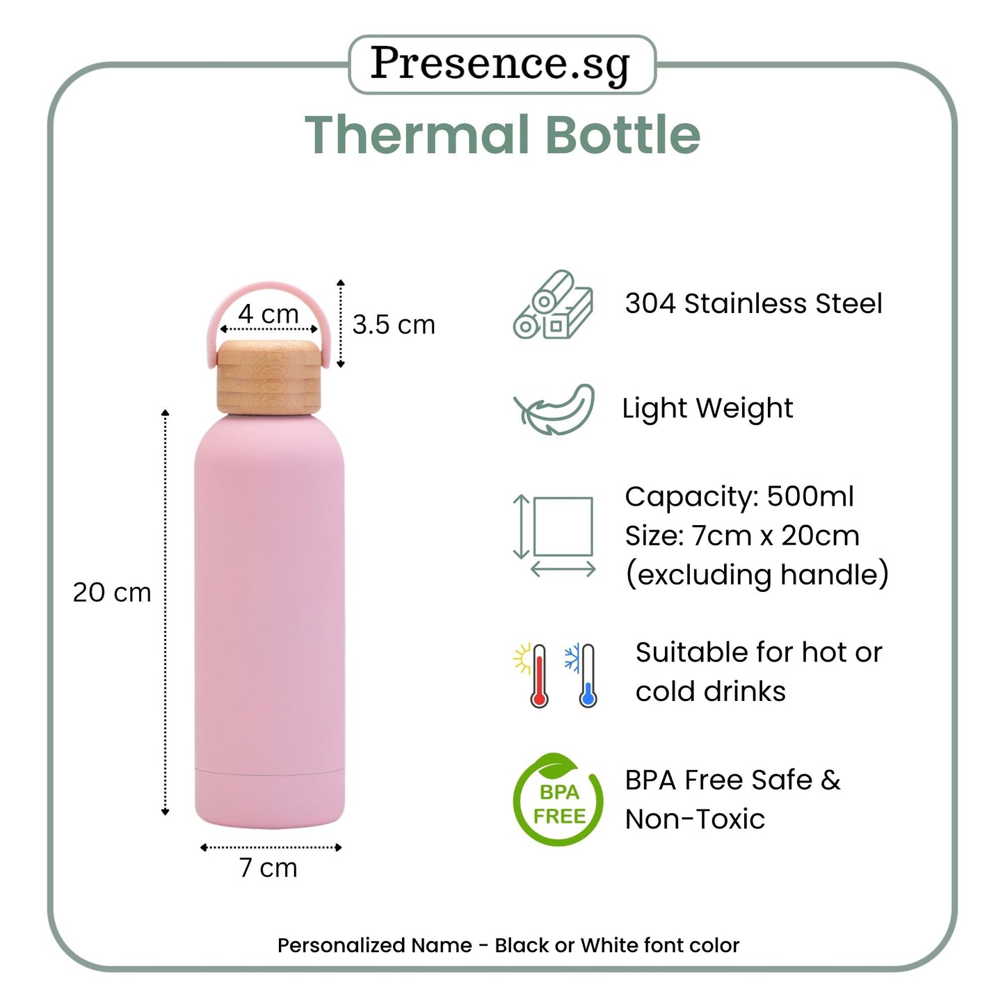 Personalised Thermal Bottle Gua Sha Facial Roller Gift Set