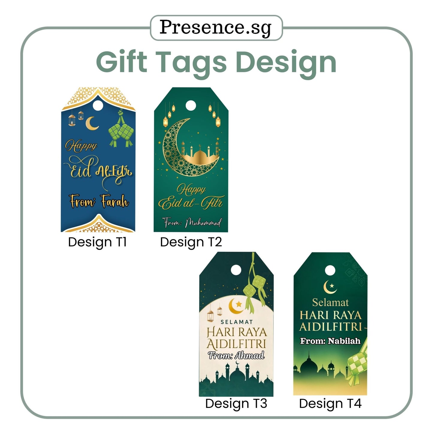 Customised Hari Raya Gift Tags & Stickers – 4 Designs