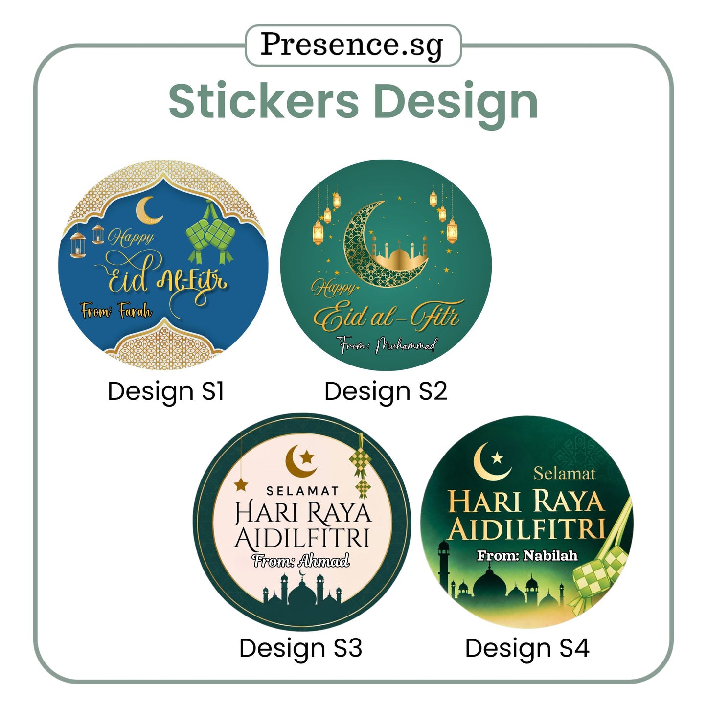 Customised Hari Raya Gift Tags & Stickers – 4 Designs