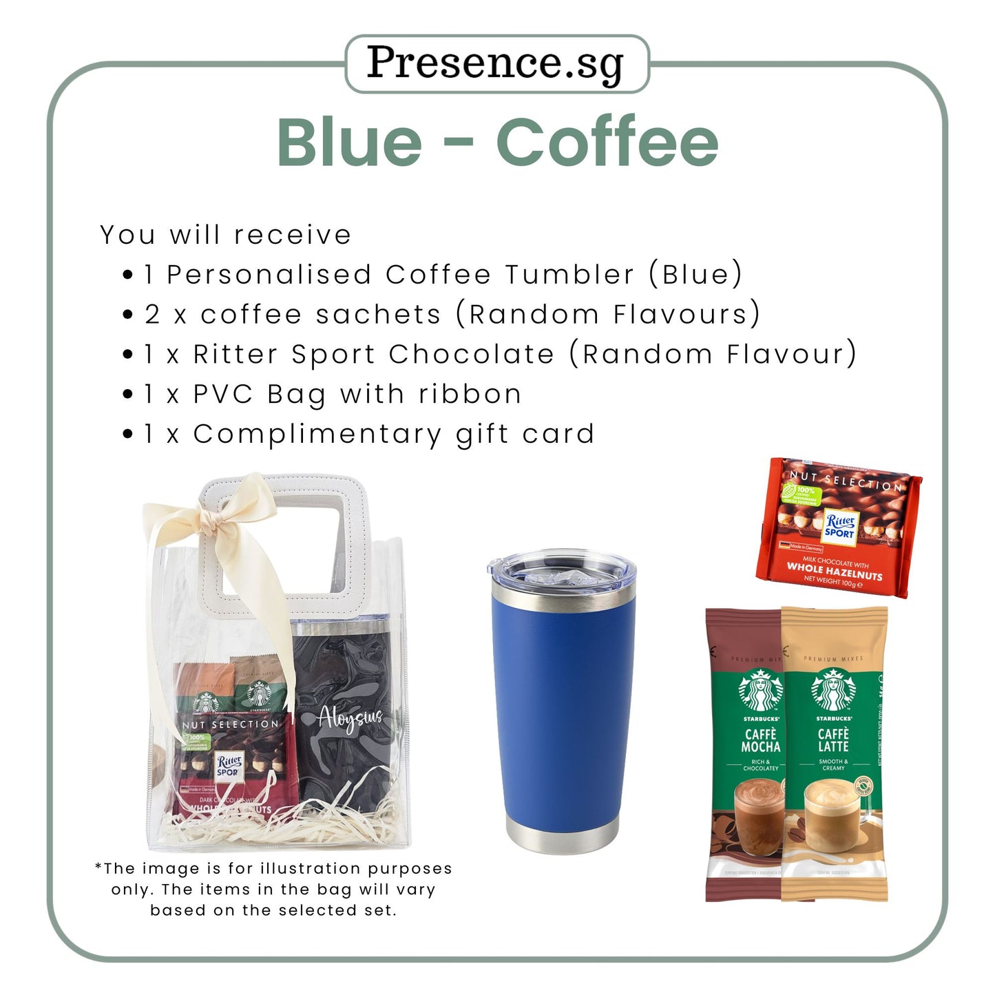 Personalised 600ml Coffee Tumbler & Treats Gift Set (Set B)